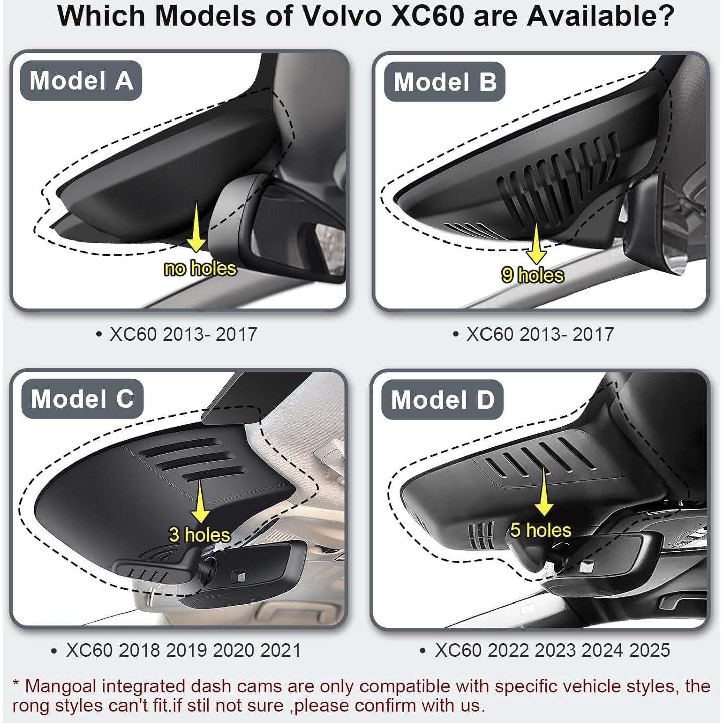 Cámara Dash 4K Delantera y 1080P Trasera Mangoal XC60 2018-2021
