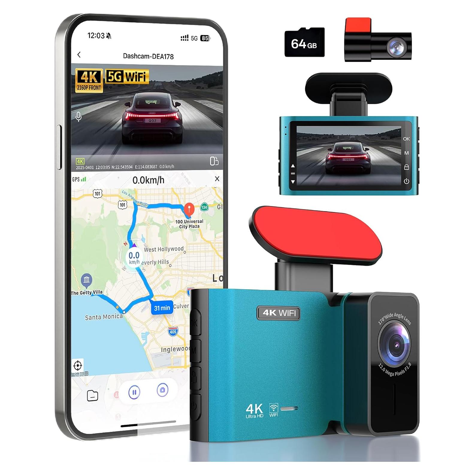 Cámara de Tablero Dual QOZ 4K+2.5K con WiFi y G-sensor