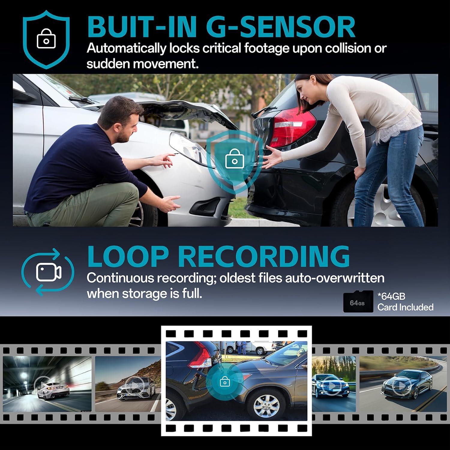 Cámara de Tablero Dual QOZ 4K+2.5K con WiFi y G-sensor