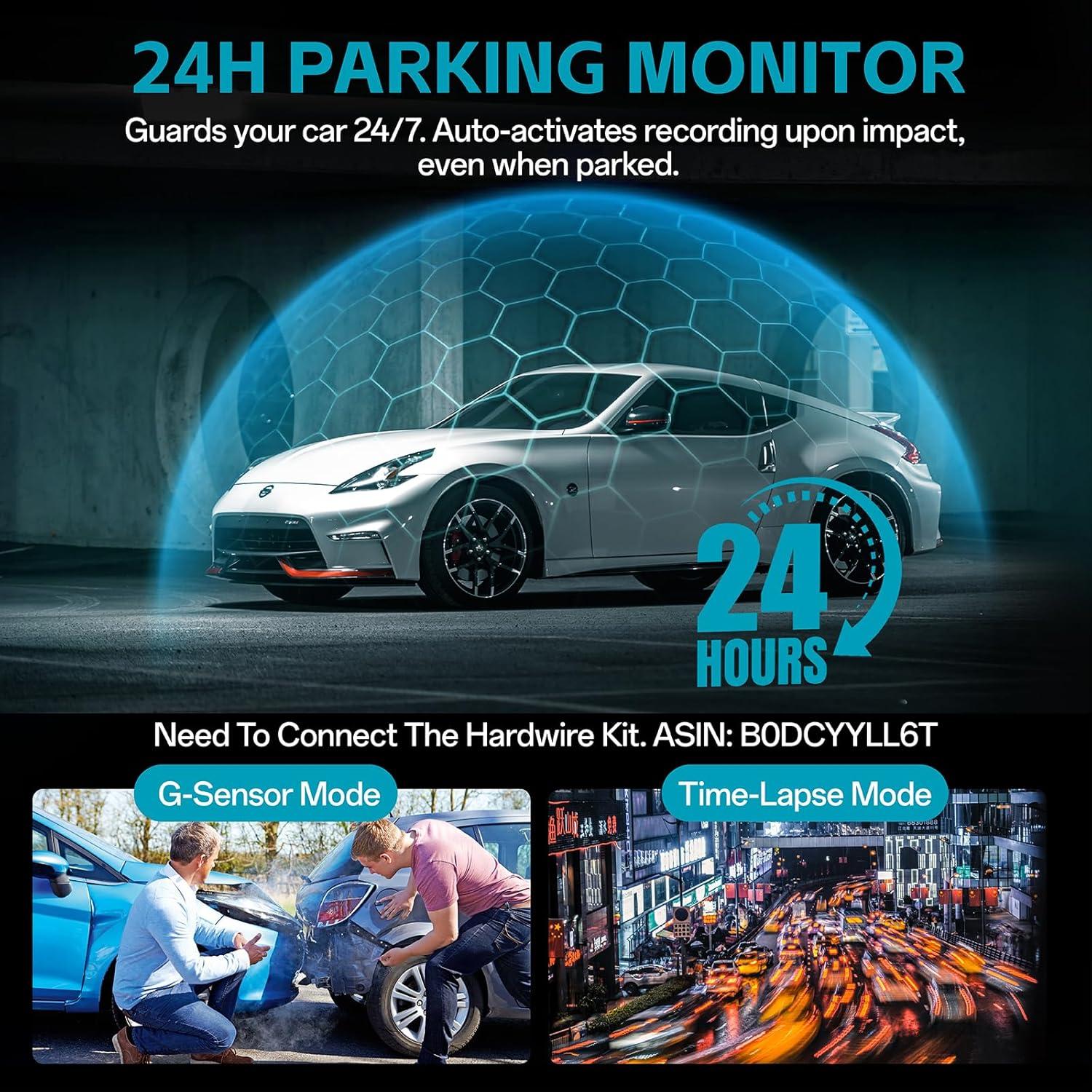 Cámara de Tablero Dual QOZ 4K+2.5K con WiFi y G-sensor