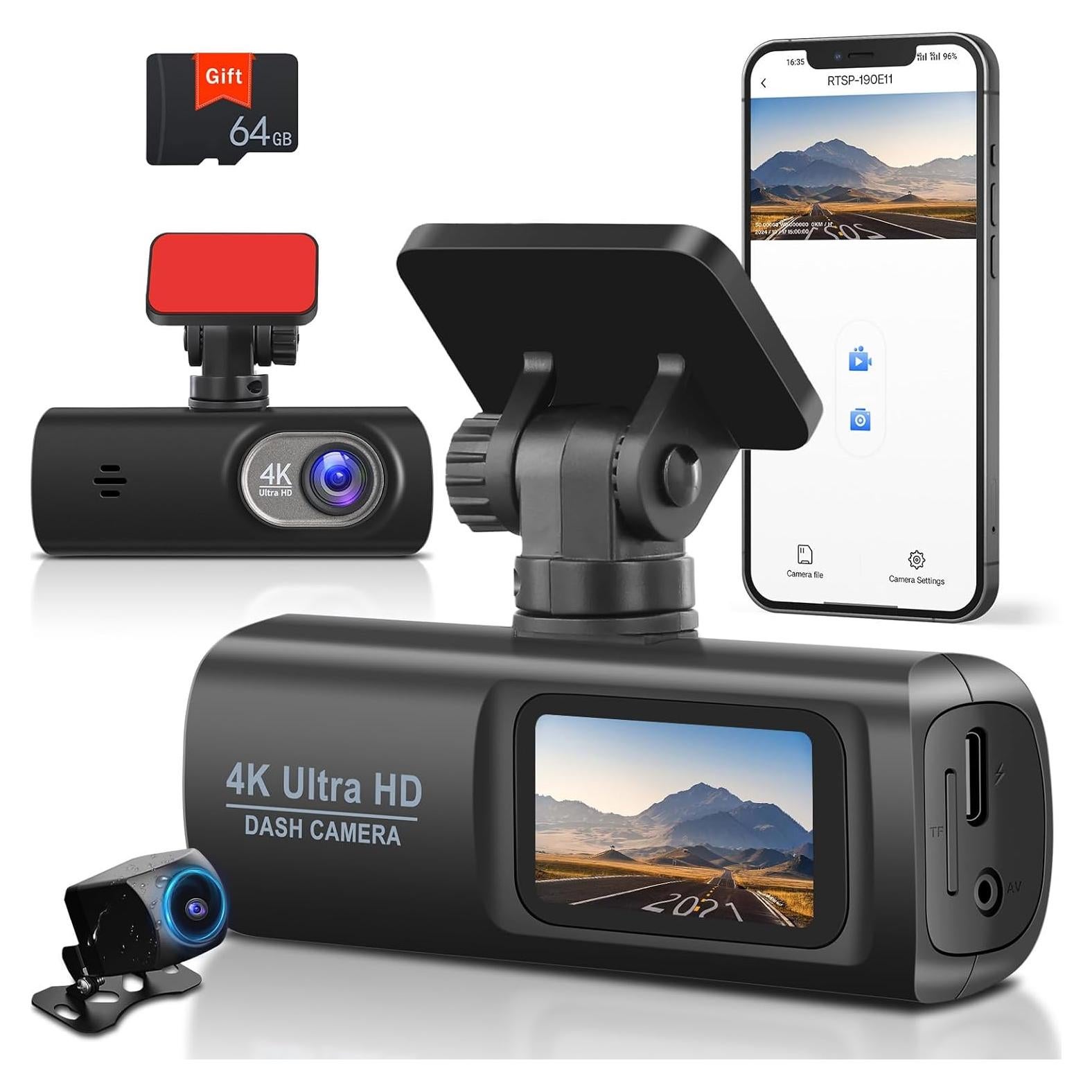 Cámara de Salpicadero Dual UNITOPSCI 4K + 1080P WiFi