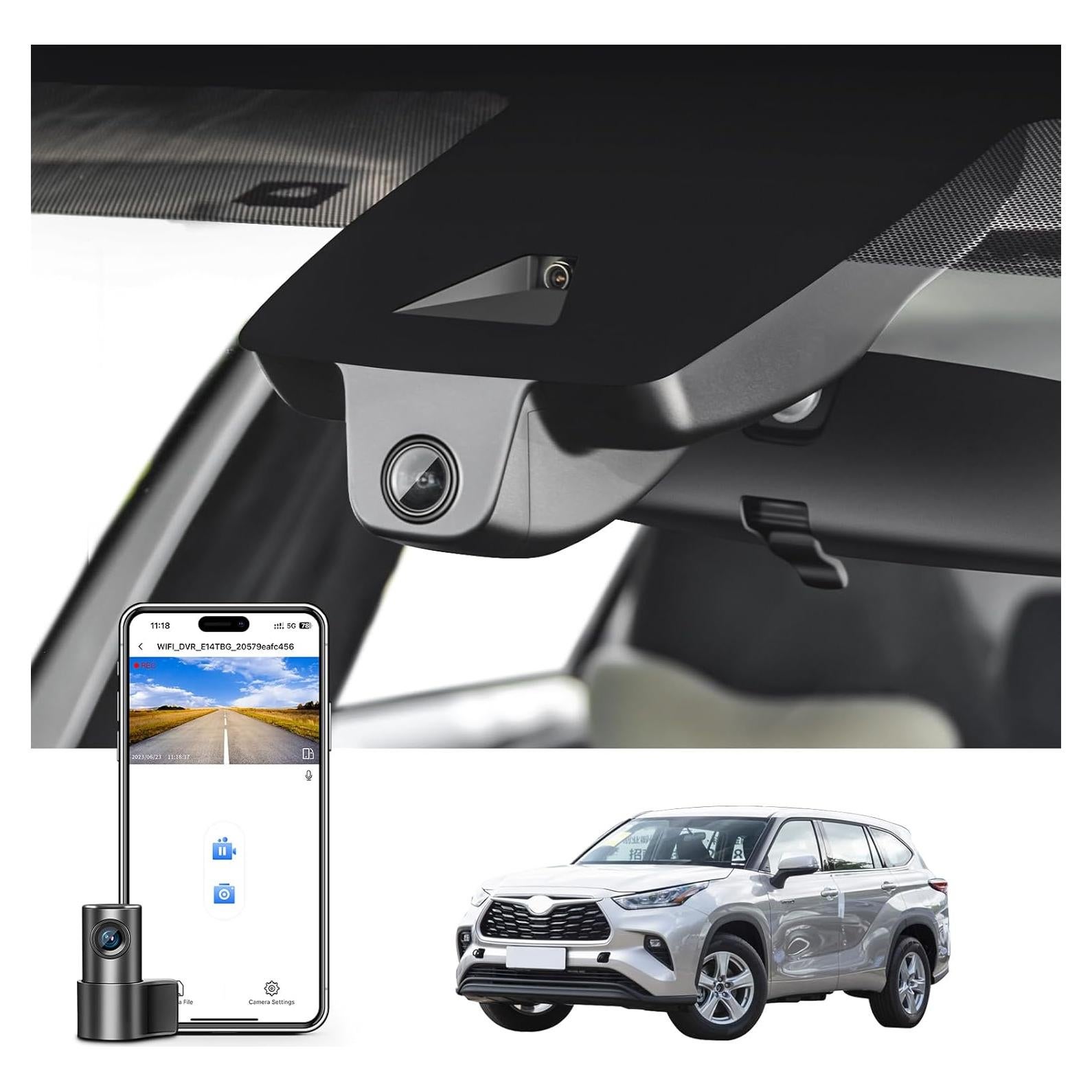 Cámara Dash 4K Delantera y 1080P Trasera Mangoal para Toyota Highlander 2020-2025