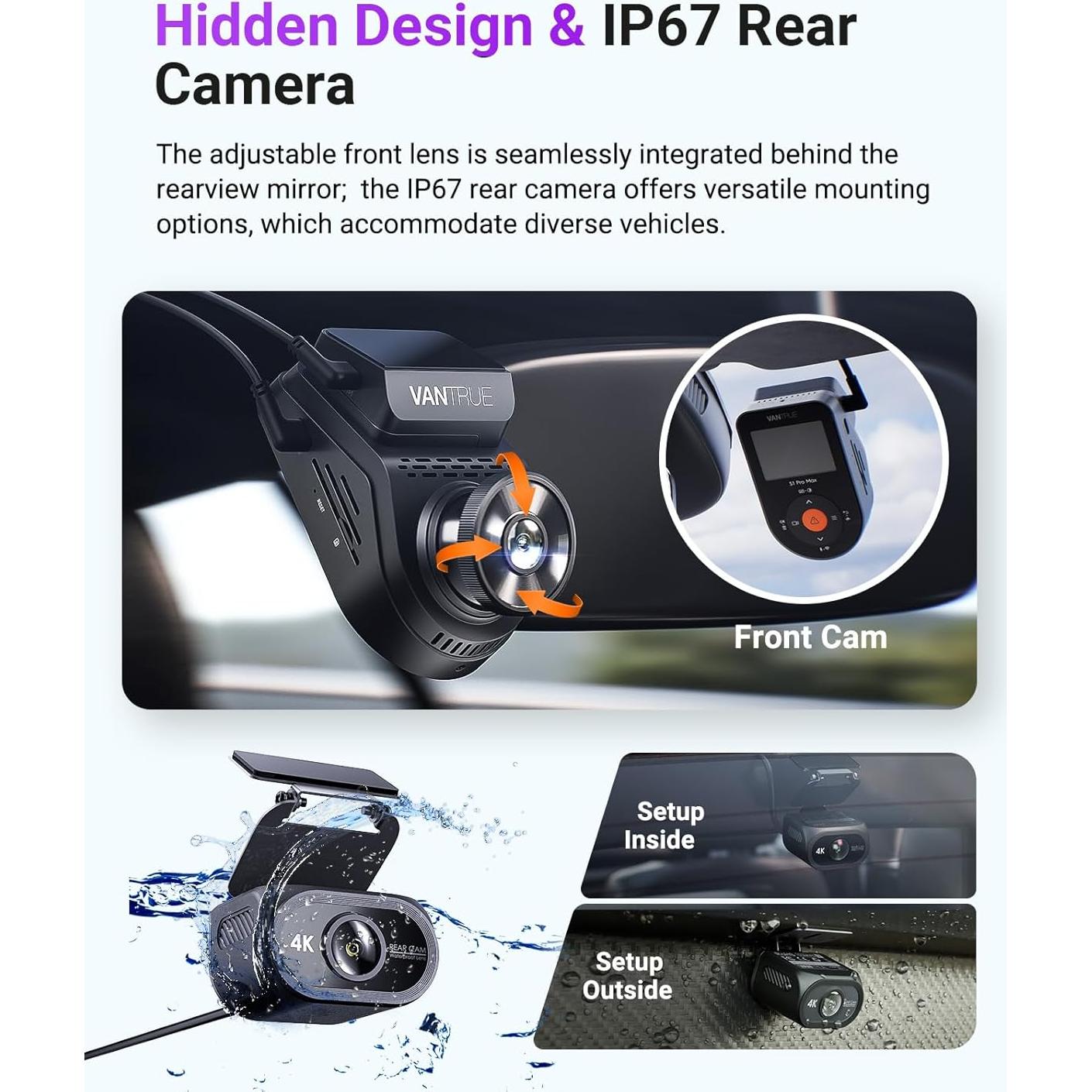 Cámara de Salpicadero Vantrue S1 Pro Max 4K Doble 2160P GPS