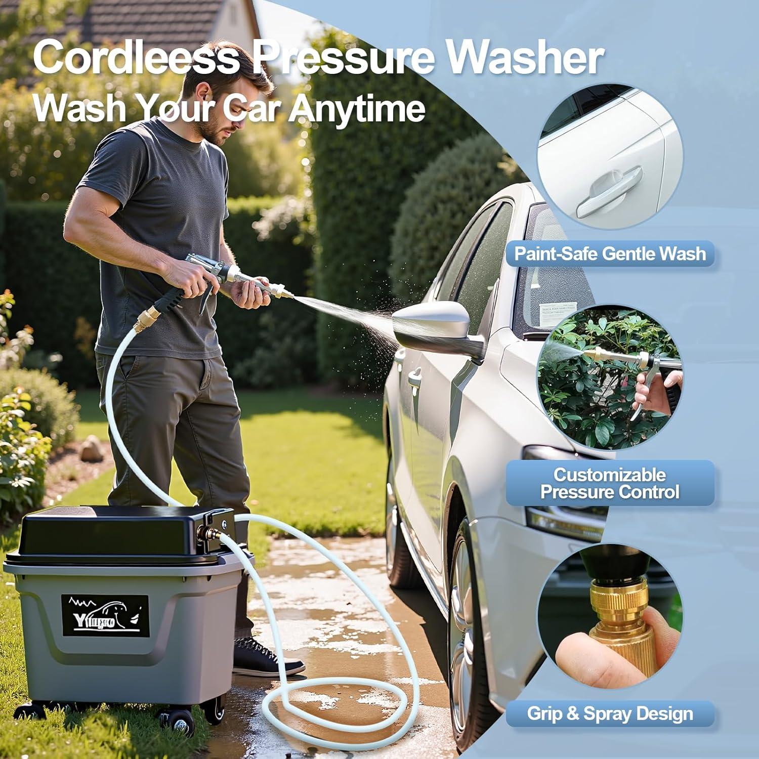 Lavadora de Presión Inalámbrica YIIQIQ 10 Galones 330 PSI