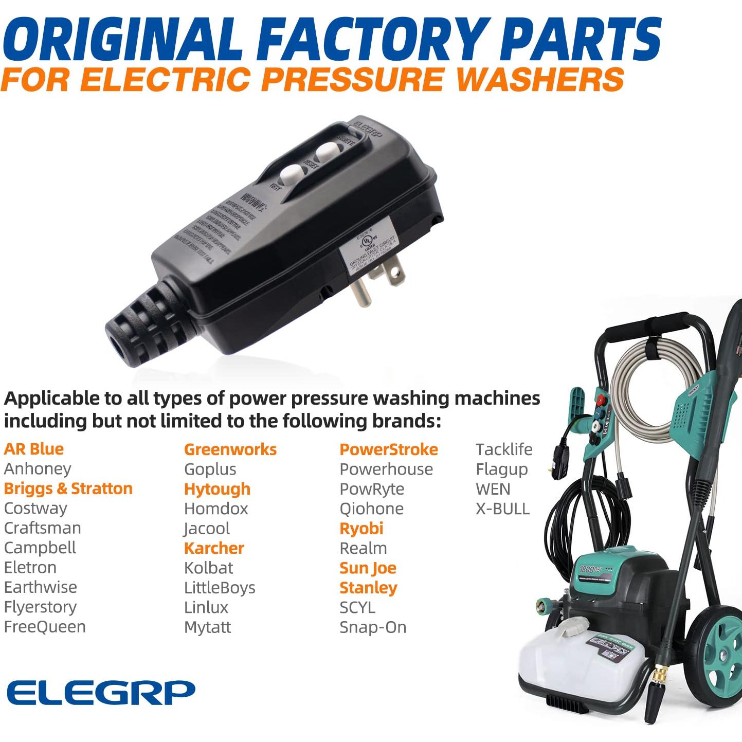 Enchufe GFCI ELEGRP G1215PA 15A 3 Cables Negro