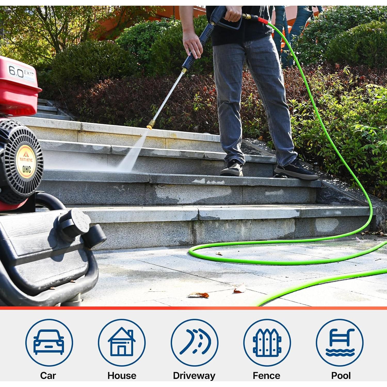 Manguera de Lavadora a Presión YAMATIC 9.14M 220 Bar Verde