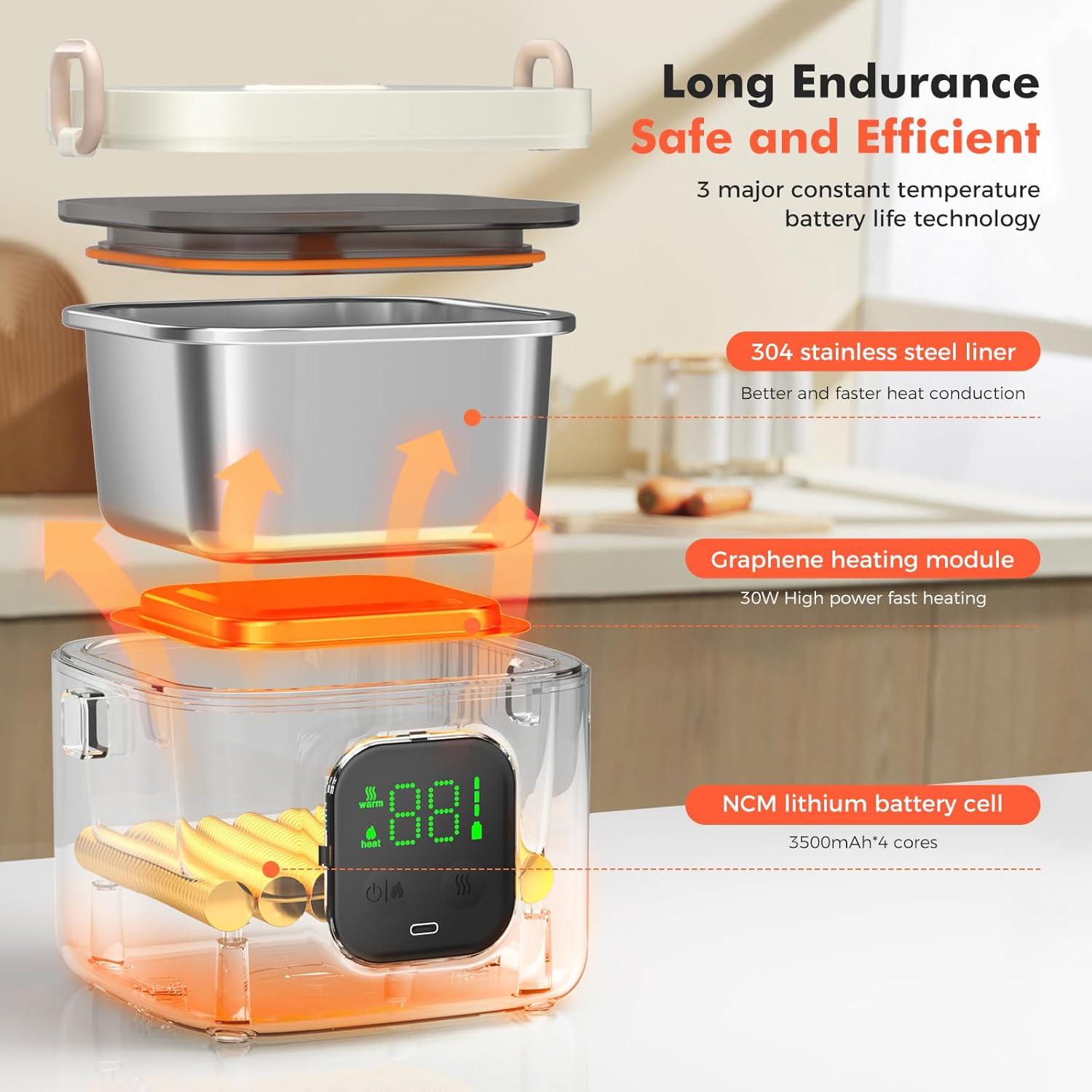 Caja de Almuerzo Eléctrica MODURE 800ml Inalámbrica con Batería