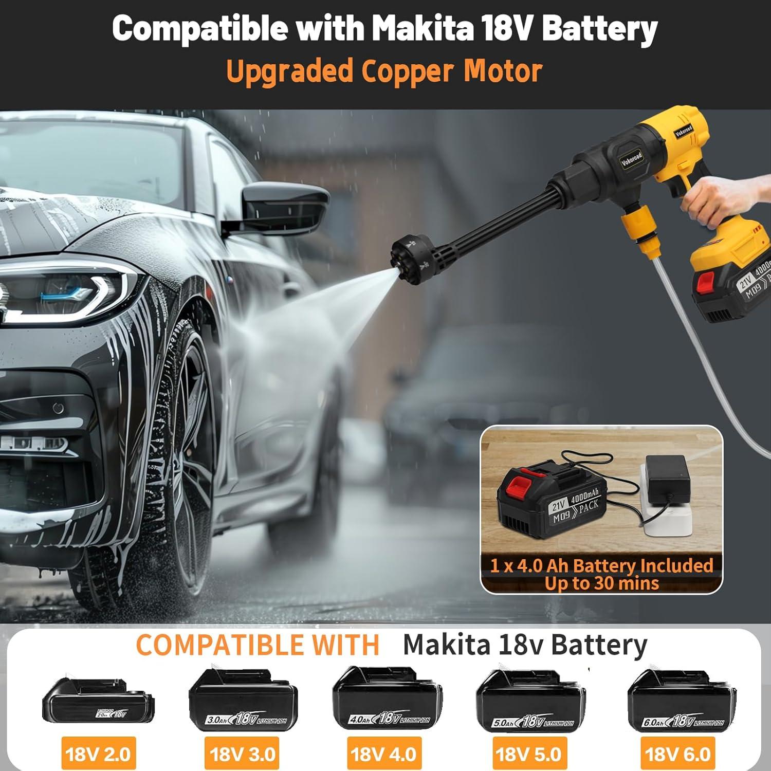 Lavadora a Presión Inalámbrica Vokoroad 1200 PSI 4.0Ah