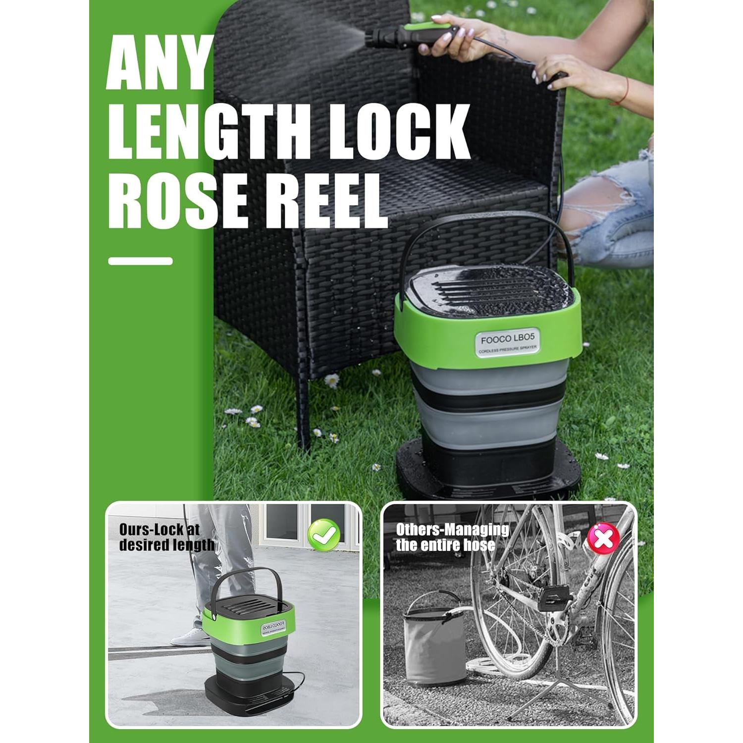 Pulverizador a Presión Inalámbrico FOOCO LB05 12.1L con Manguera Retráctil