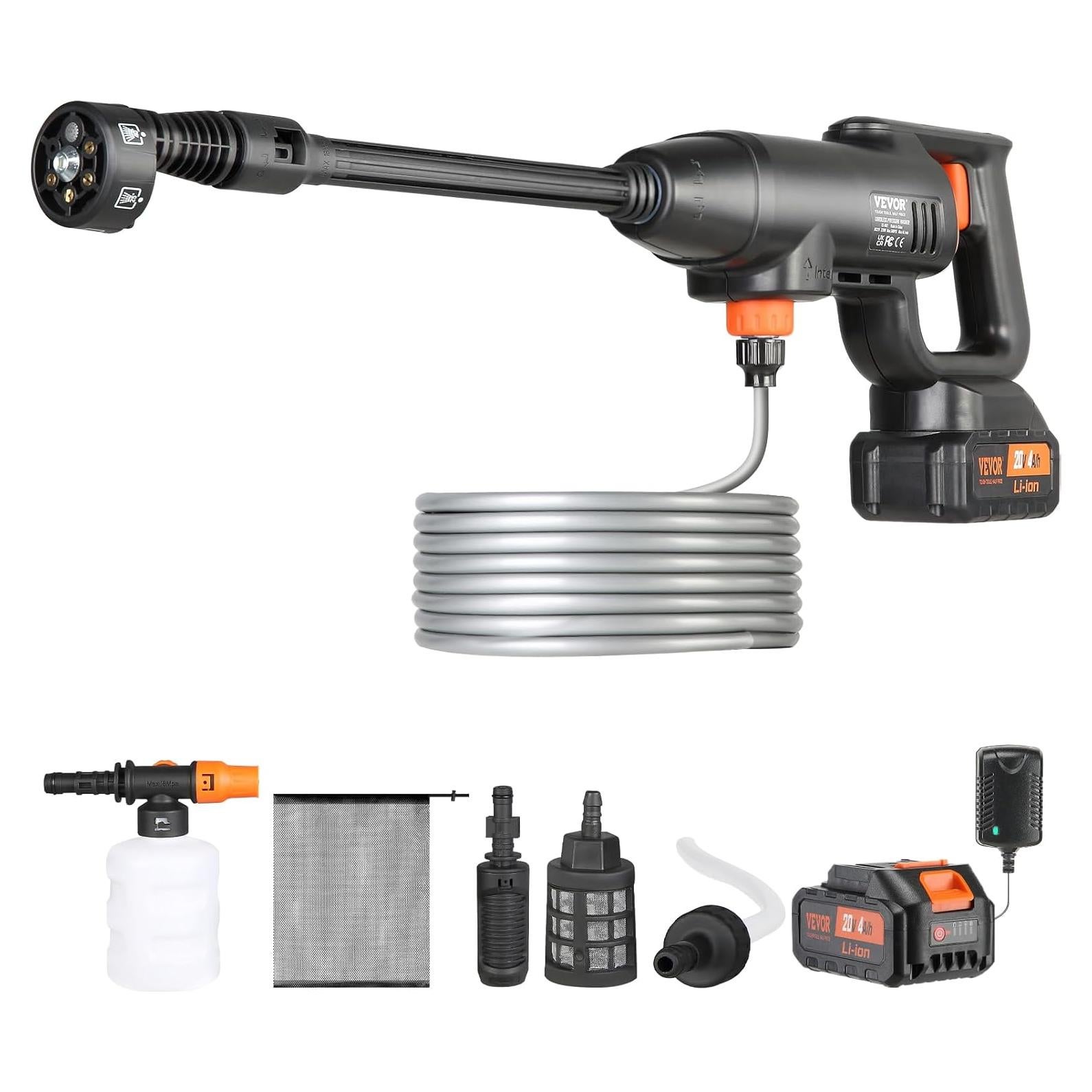 Lavadora a Presión Inalámbrica VEVOR 580 PSI 4.0Ah 6-en-1