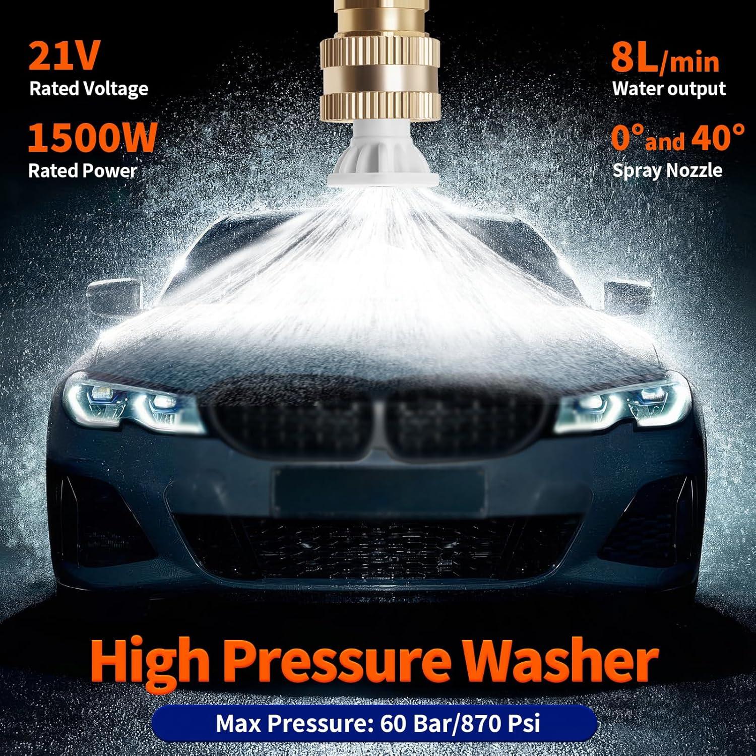 Lavadora a Presión Inalámbrica Kartols 1500W 60Bar 5m Manguera