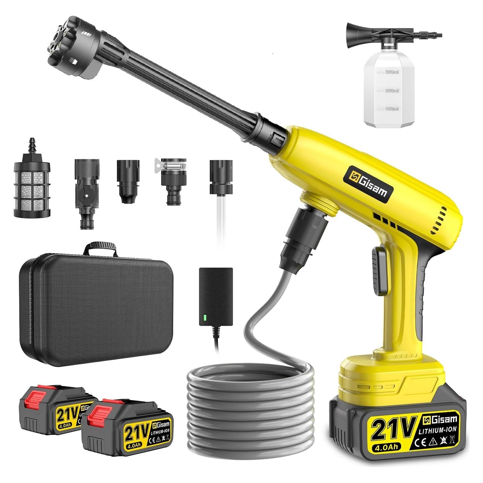 Lavadora a Presión Inalámbrica GISAM 1250 PSI 2 Baterías 4.0Ah