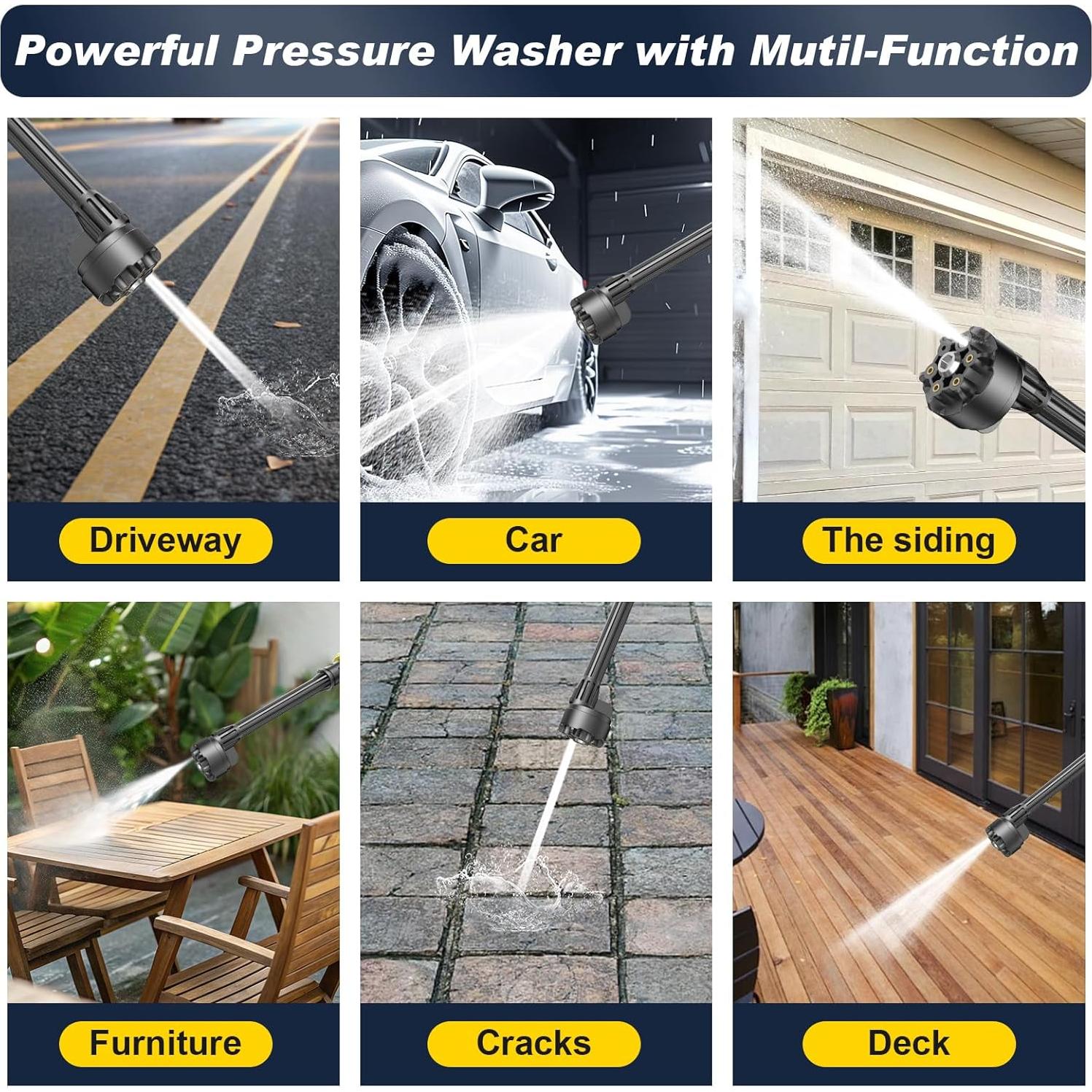 Lavadora a Presión Inalámbrica GISAM 1250 PSI 2 Baterías 4.0Ah