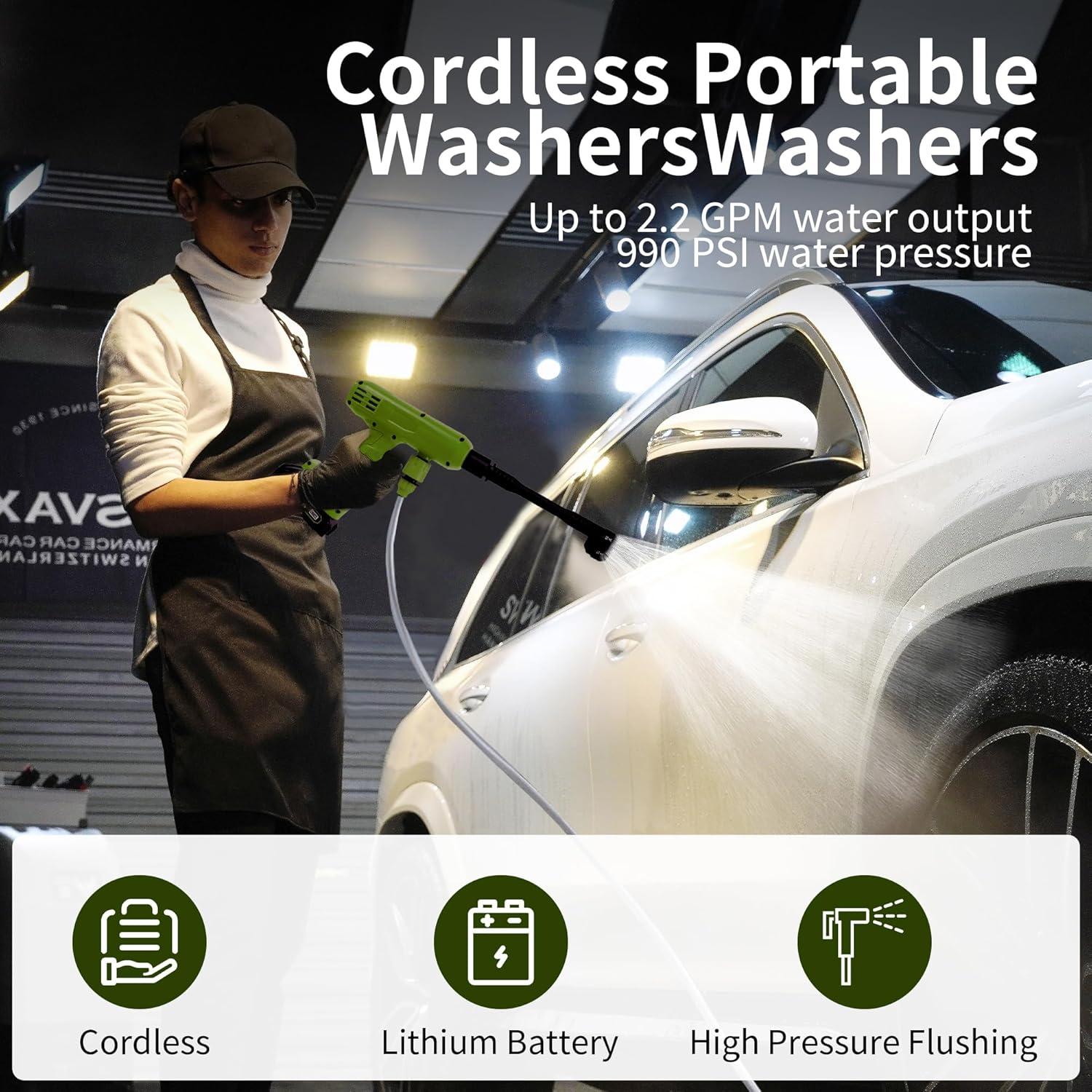 Lavadora a Presión Inalámbrica VLAIAN 1200PSI 4Ah Verde