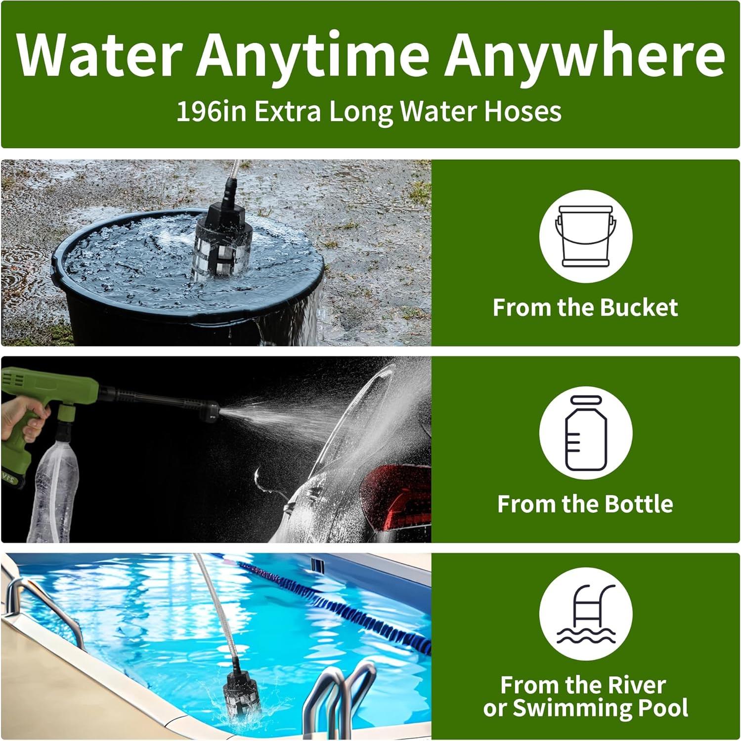 Lavadora a Presión Inalámbrica VLAIAN 1200PSI 4Ah Verde