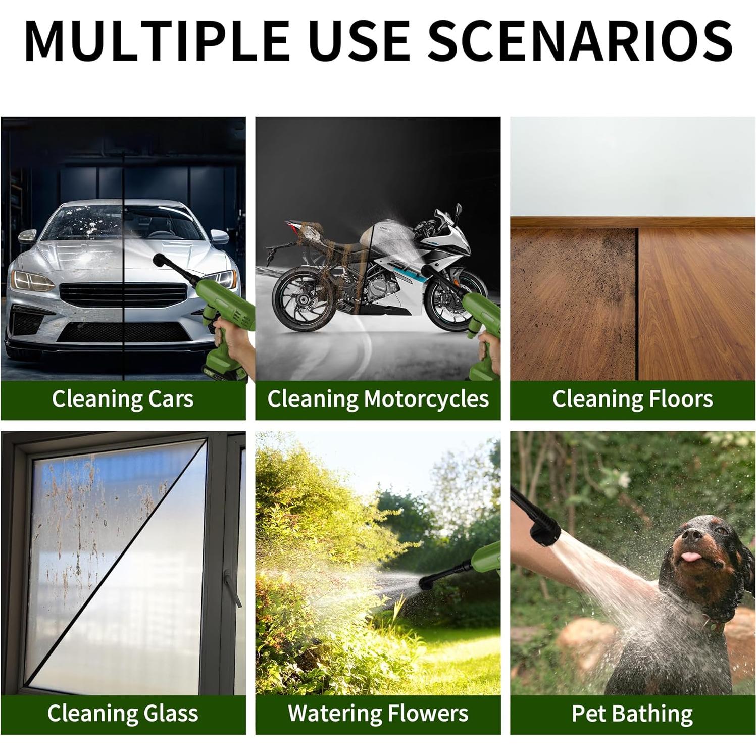 Lavadora a Presión Inalámbrica VLAIAN 1200PSI 4Ah Verde