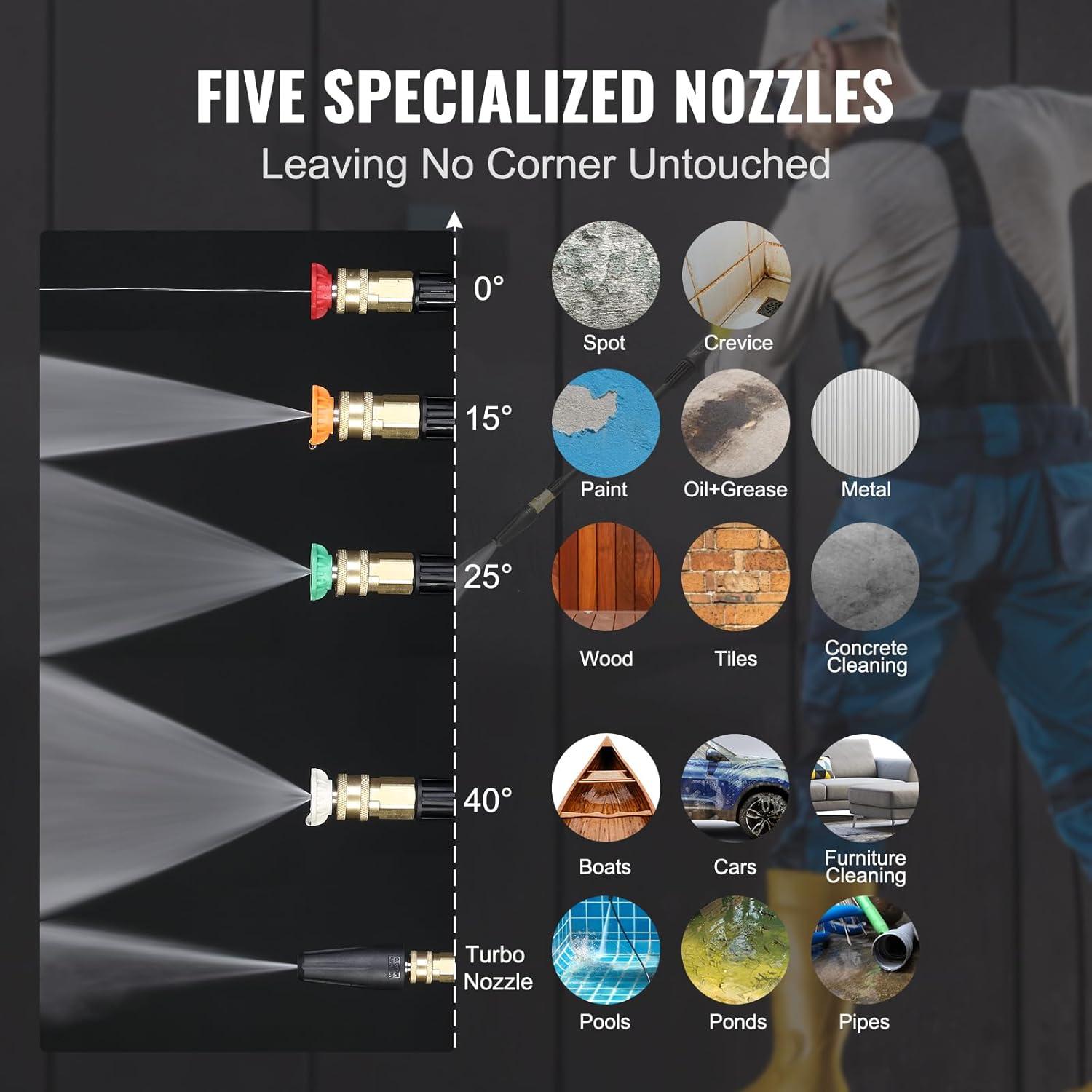 Lavadora a Presión Eléctrica VEVOR 2150 PSI 6.6 kg 5 Boquillas