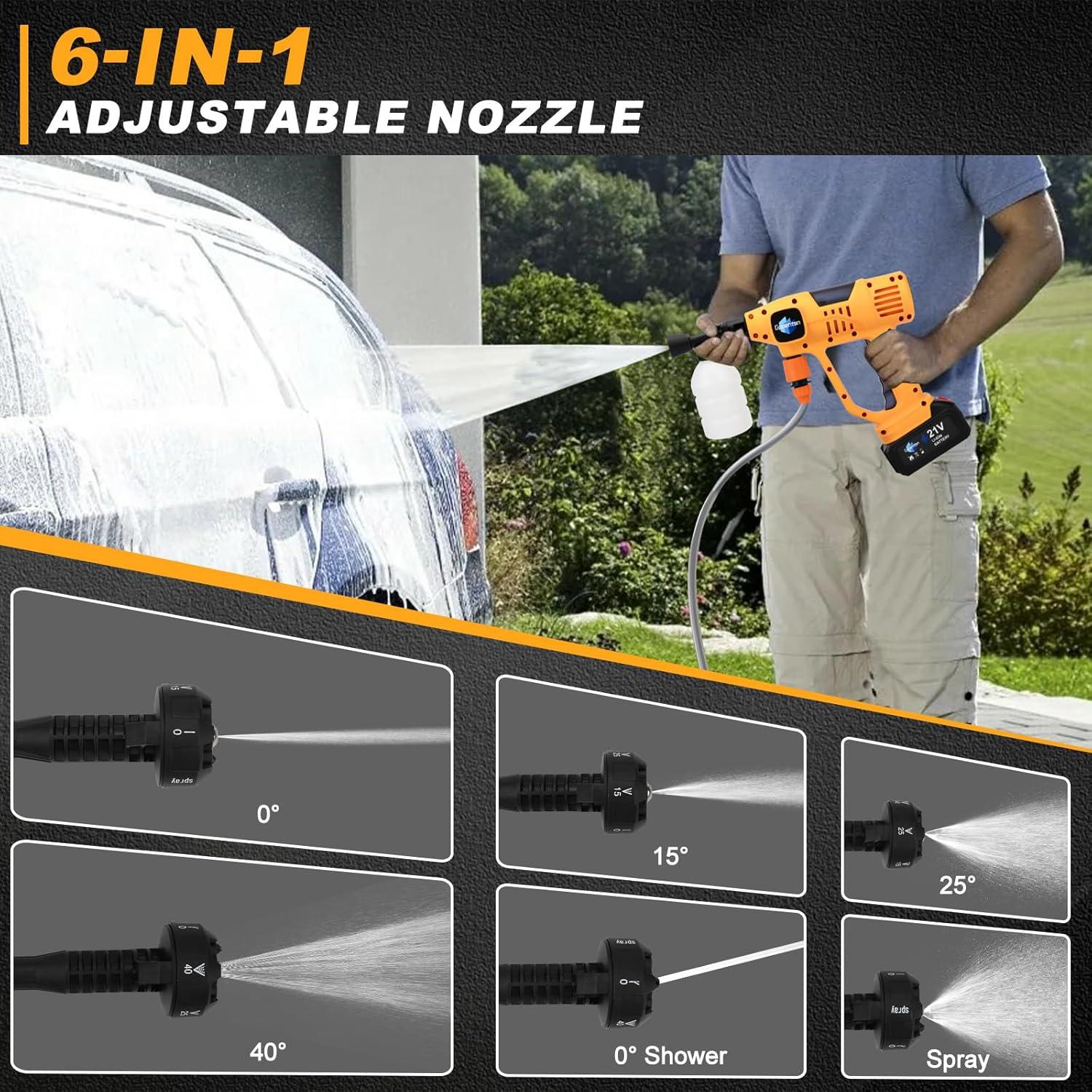 Lavadora a Presión Inalámbrica Gpaentsn 900PSI 6-en-1 Batería