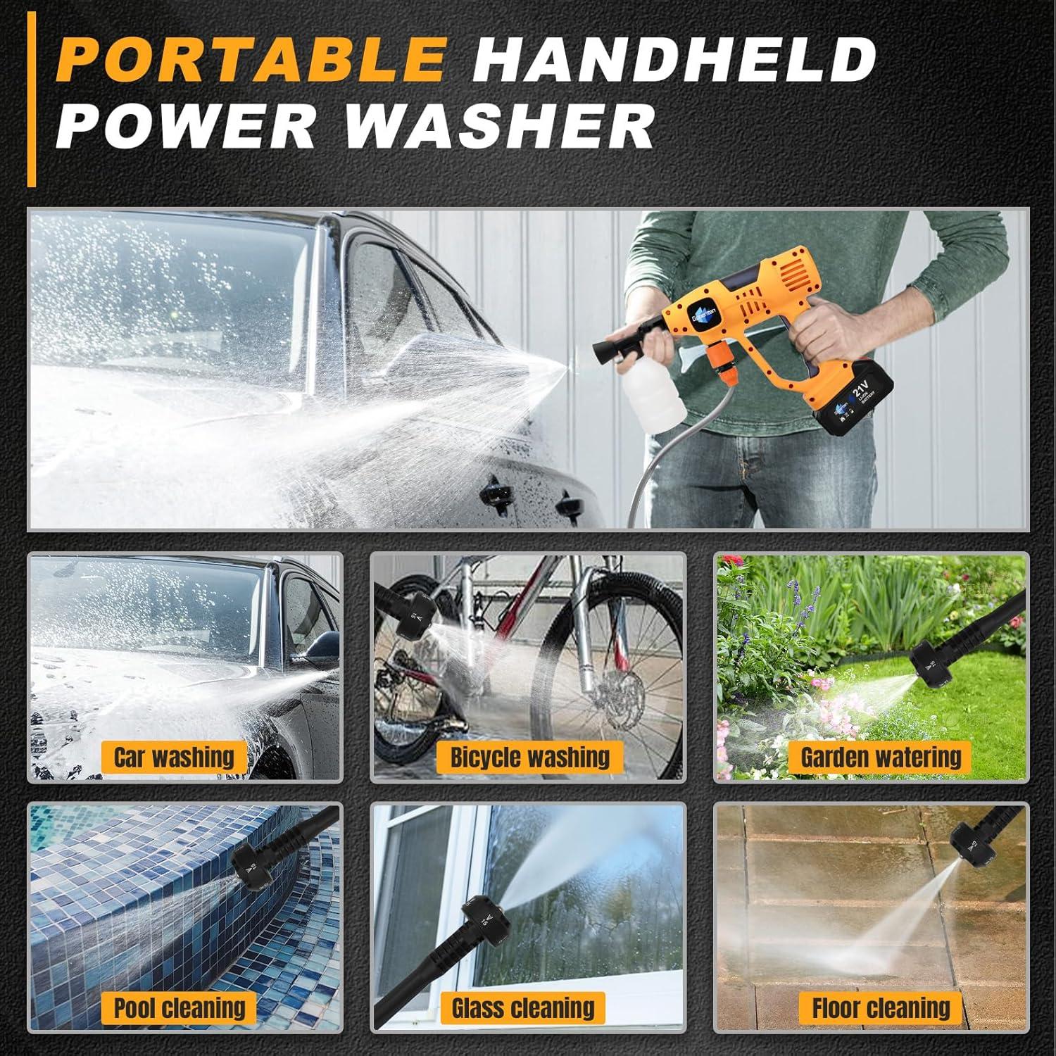 Lavadora a Presión Inalámbrica Gpaentsn 900PSI 6-en-1 Batería