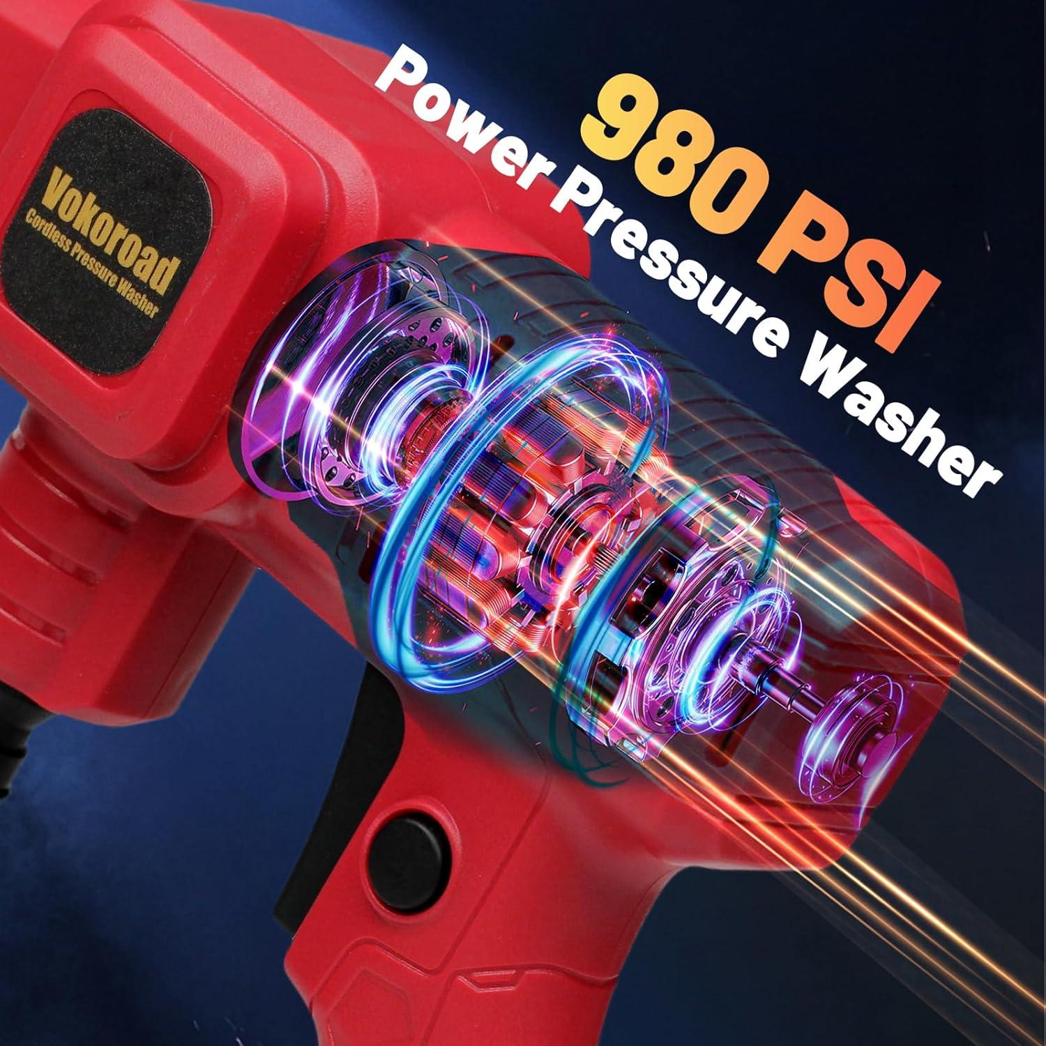 Lavadora a Presión Inalámbrica Vokoroad 980 PSI 18V Portátil