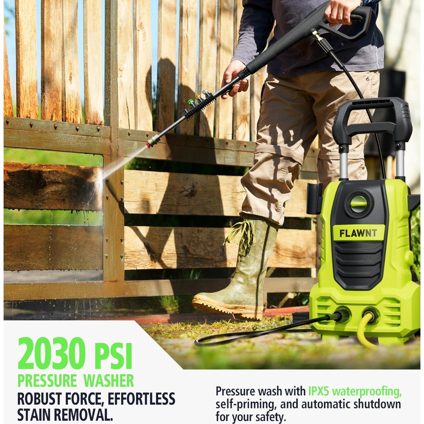 Limpiadora a Presión Eléctrica FLAWNT 2030 PSI 7.92m Verde Claro