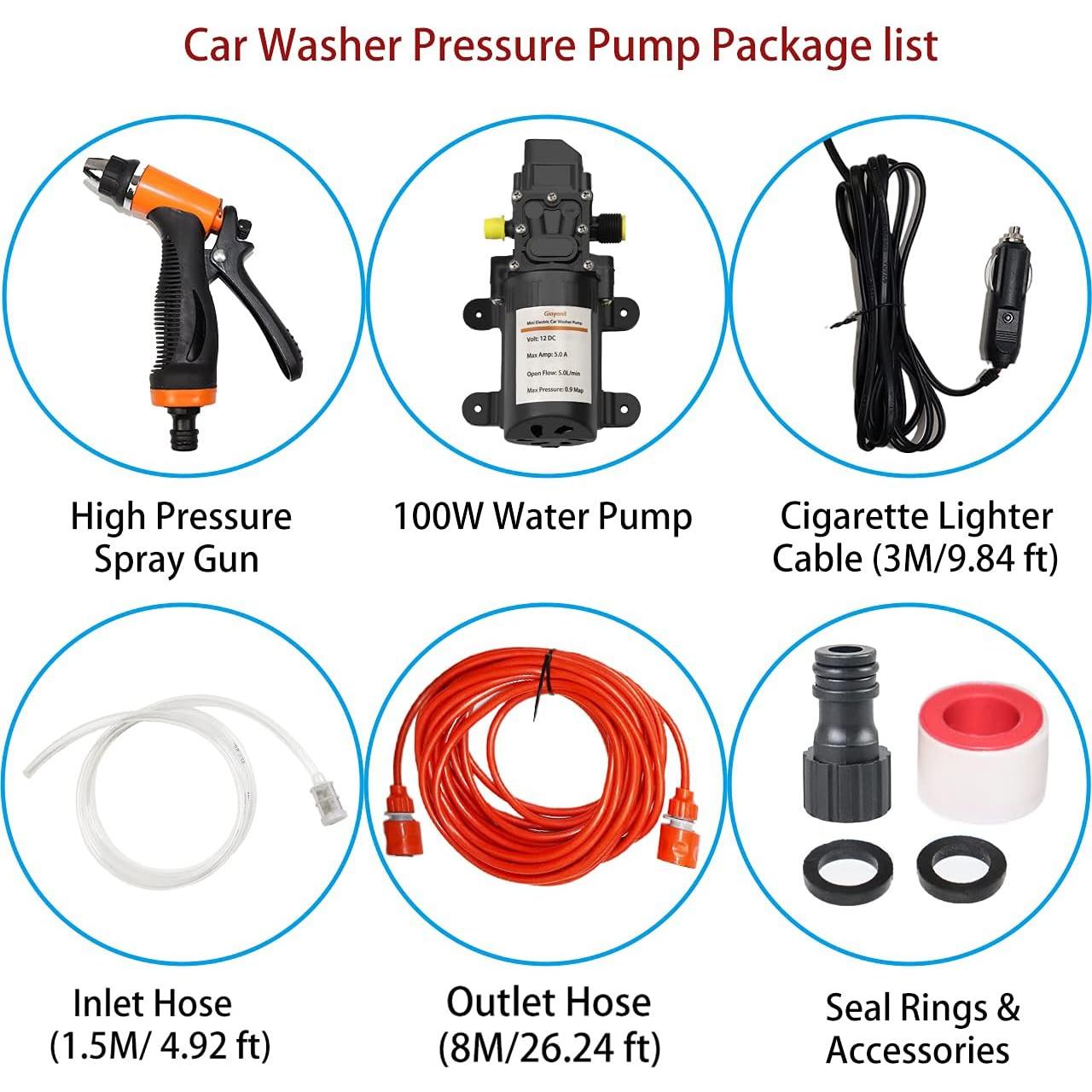 Bomba de Lavado a Presión Eléctrica Gioyonil 12V 100W 5L/min