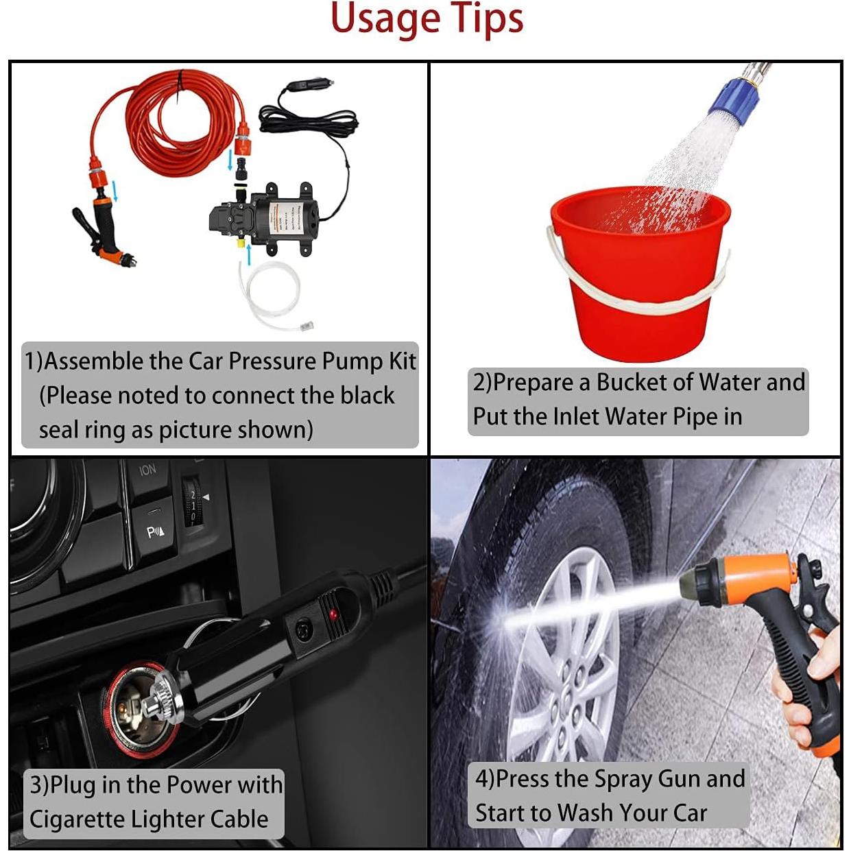 Bomba de Lavado a Presión Eléctrica Gioyonil 12V 100W 5L/min
