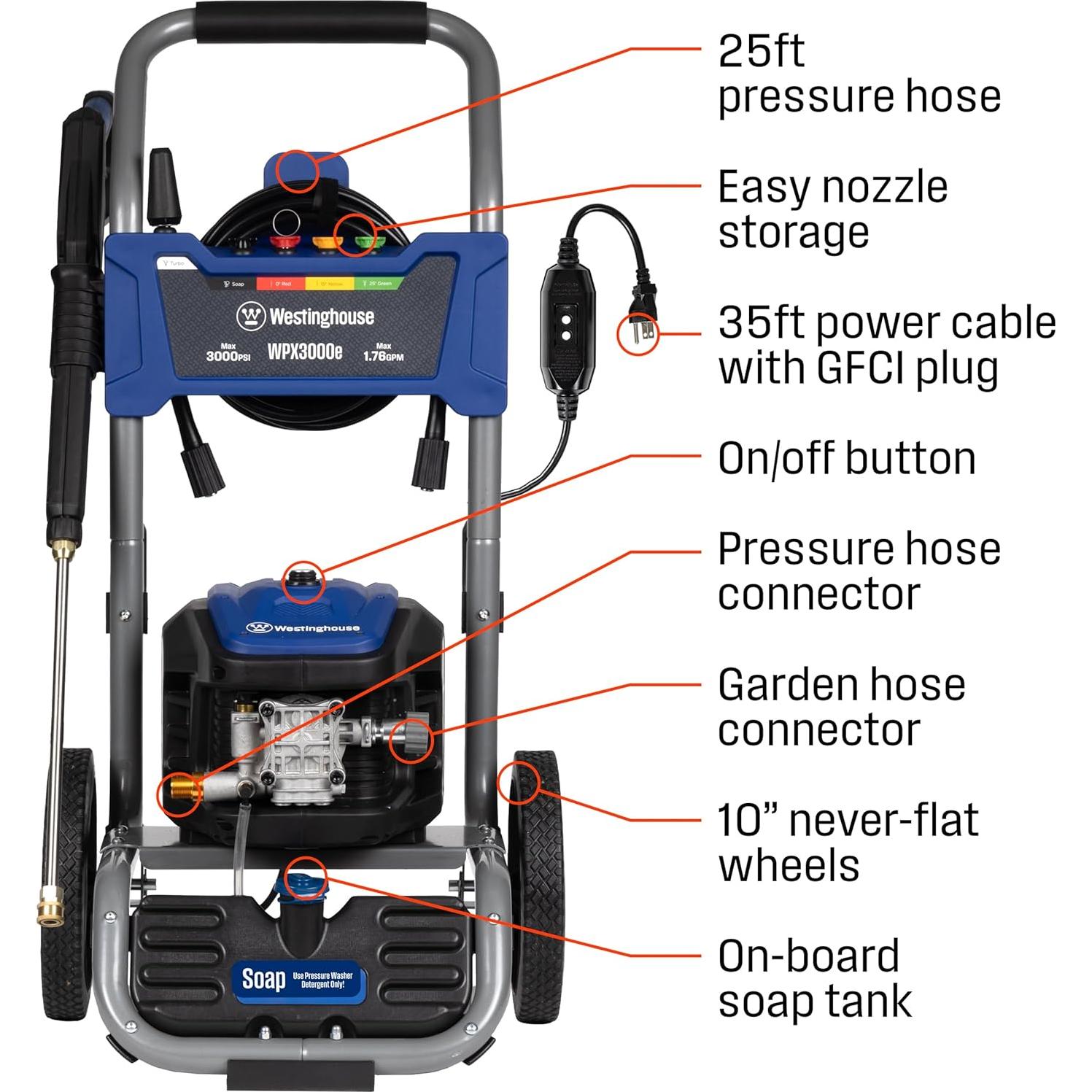 Lavadora a Presión Eléctrica Westinghouse WPX3000e 3000 PSI