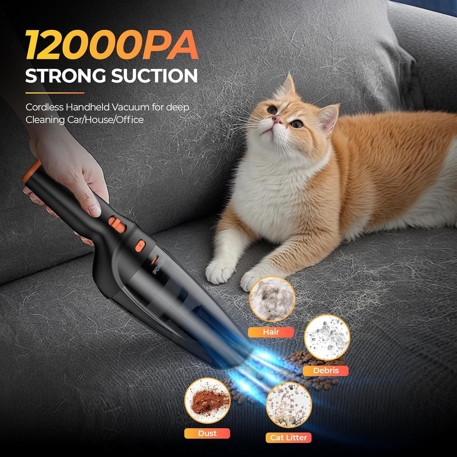 Aspiradora de Mano Inalámbrica POWJIELI GV08 12000PA Carga Rápida