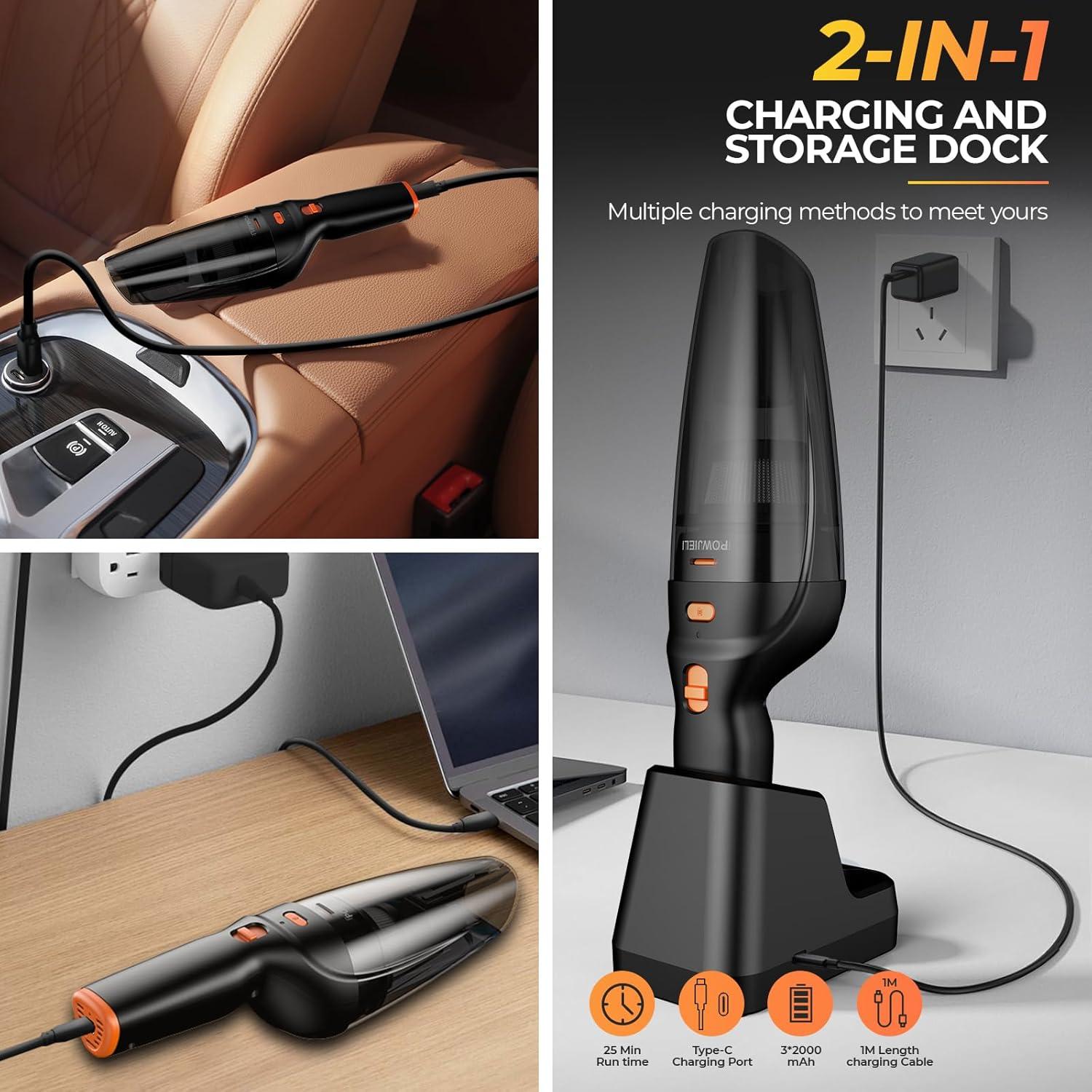 Aspiradora de Mano Inalámbrica POWJIELI GV08 12000PA Carga Rápida