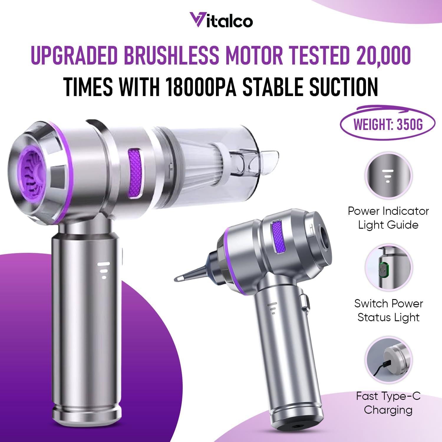 Aspiradora de Mano Inalámbrica Vitalco 3481 18000PA 0.70kg