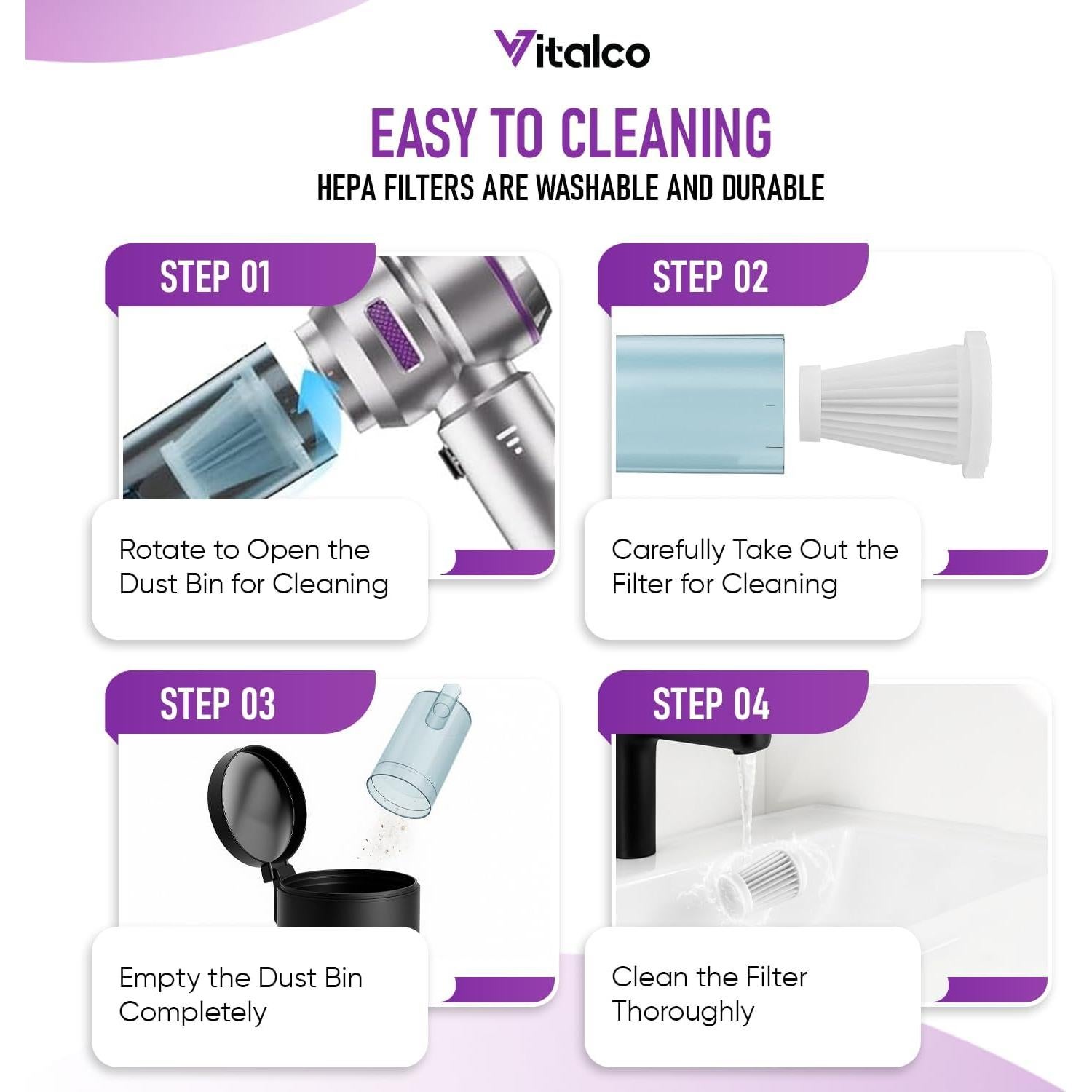 Aspiradora de Mano Inalámbrica Vitalco 3481 18000PA 0.70kg