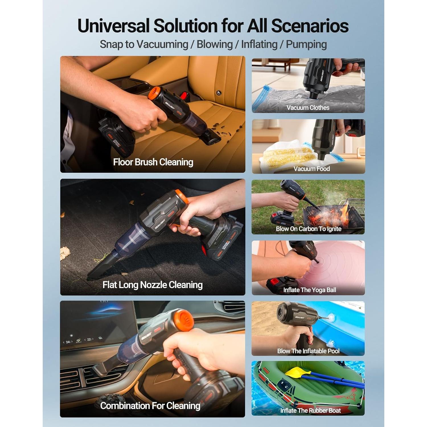 Aspiradora Portátil Inalámbrica SEALIGHT XX1 21000PA para Coche