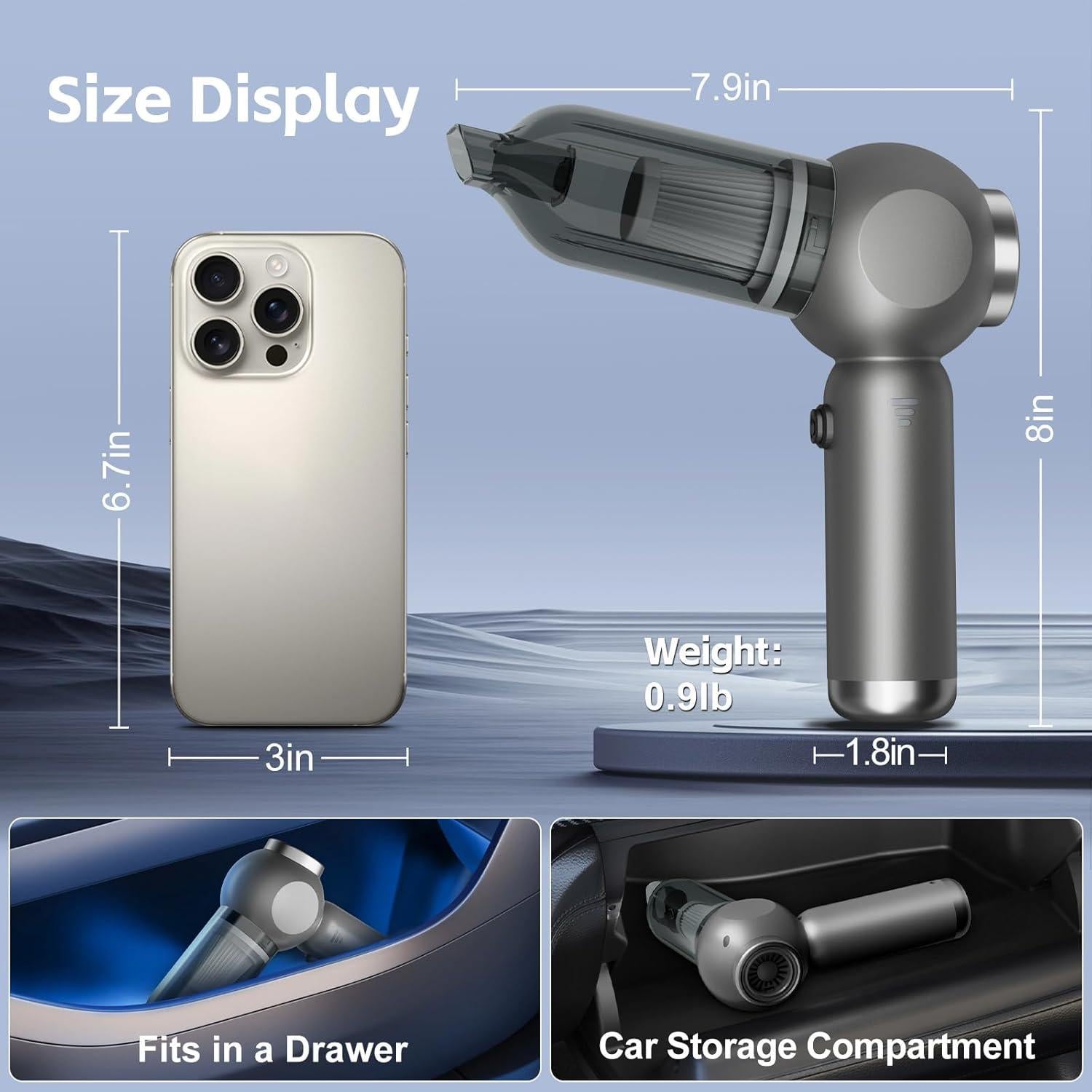 Aspiradora portátil HOMIGIFTY sw-102 120W 22000Pa sin cable