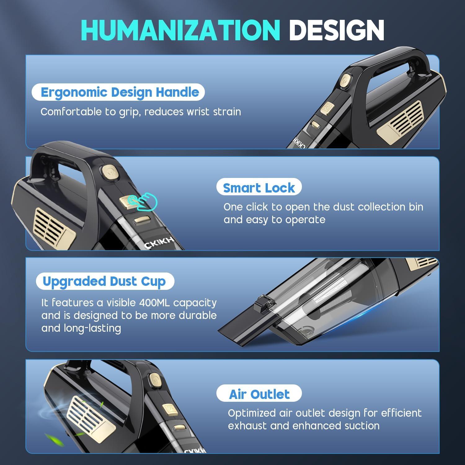 Aspiradora de Mano Inalámbrica CKIKH LT-151ET 15000PA Recargable