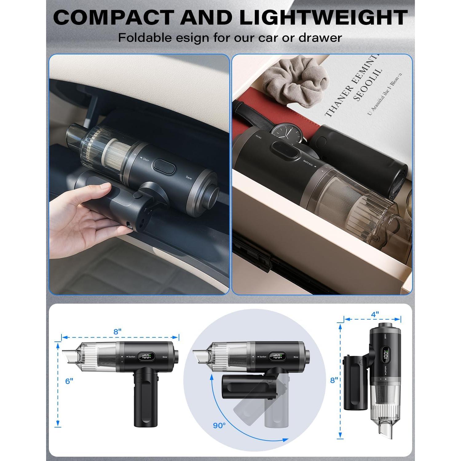 Aspiradora de Mano Inalámbrica APPS2Car CV2 12000PA Plegable