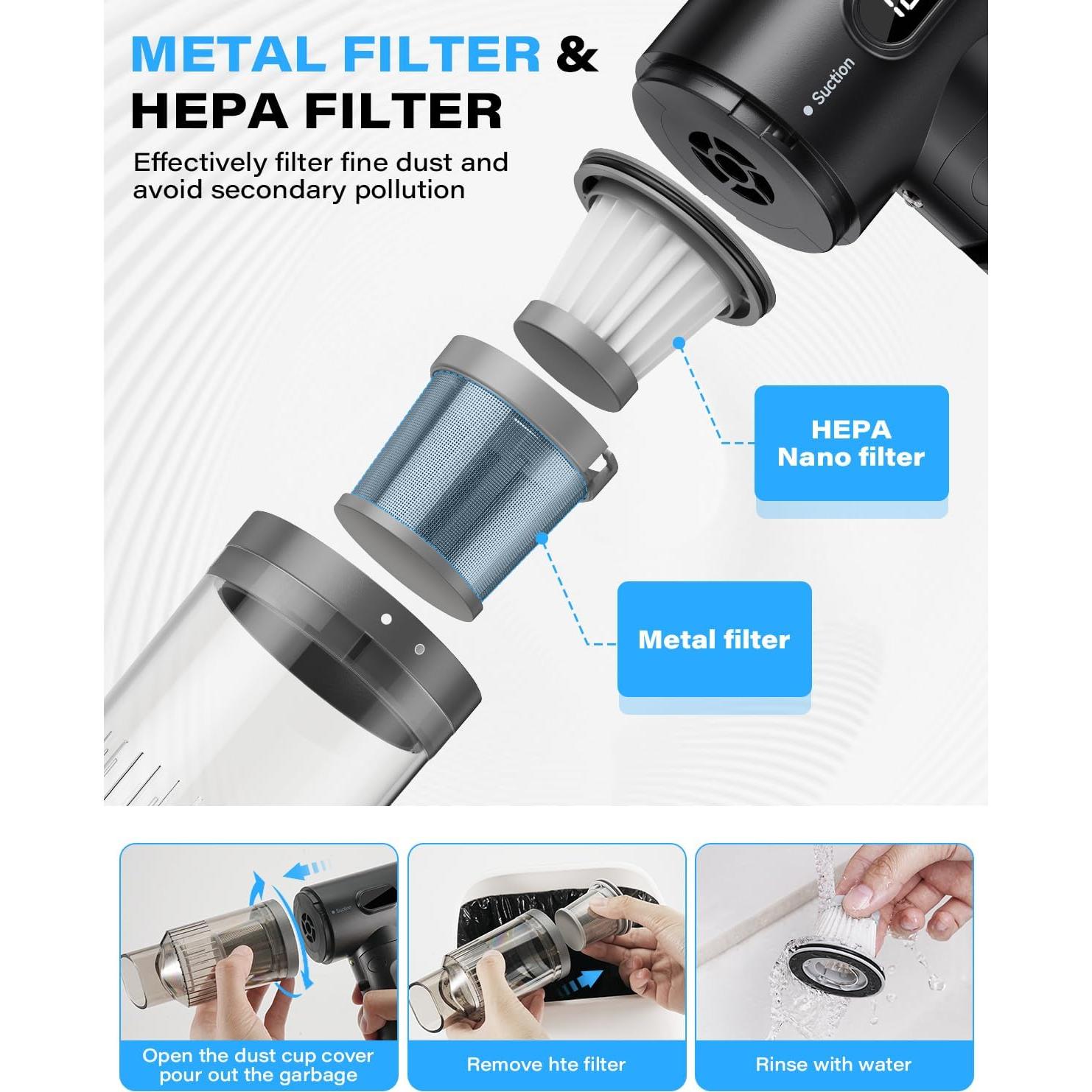 Aspiradora de Mano Inalámbrica APPS2Car CV2 12000PA Plegable