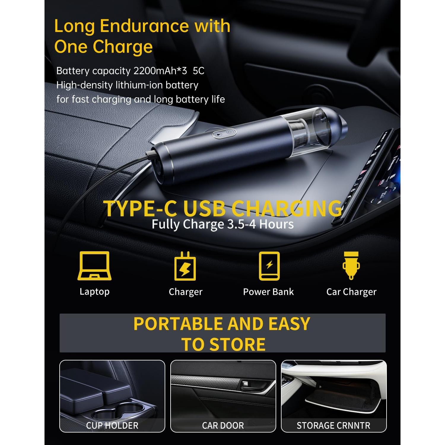 Aspiradora de Coche Portátil JOULPOUZA 14000Pa Sin Cable