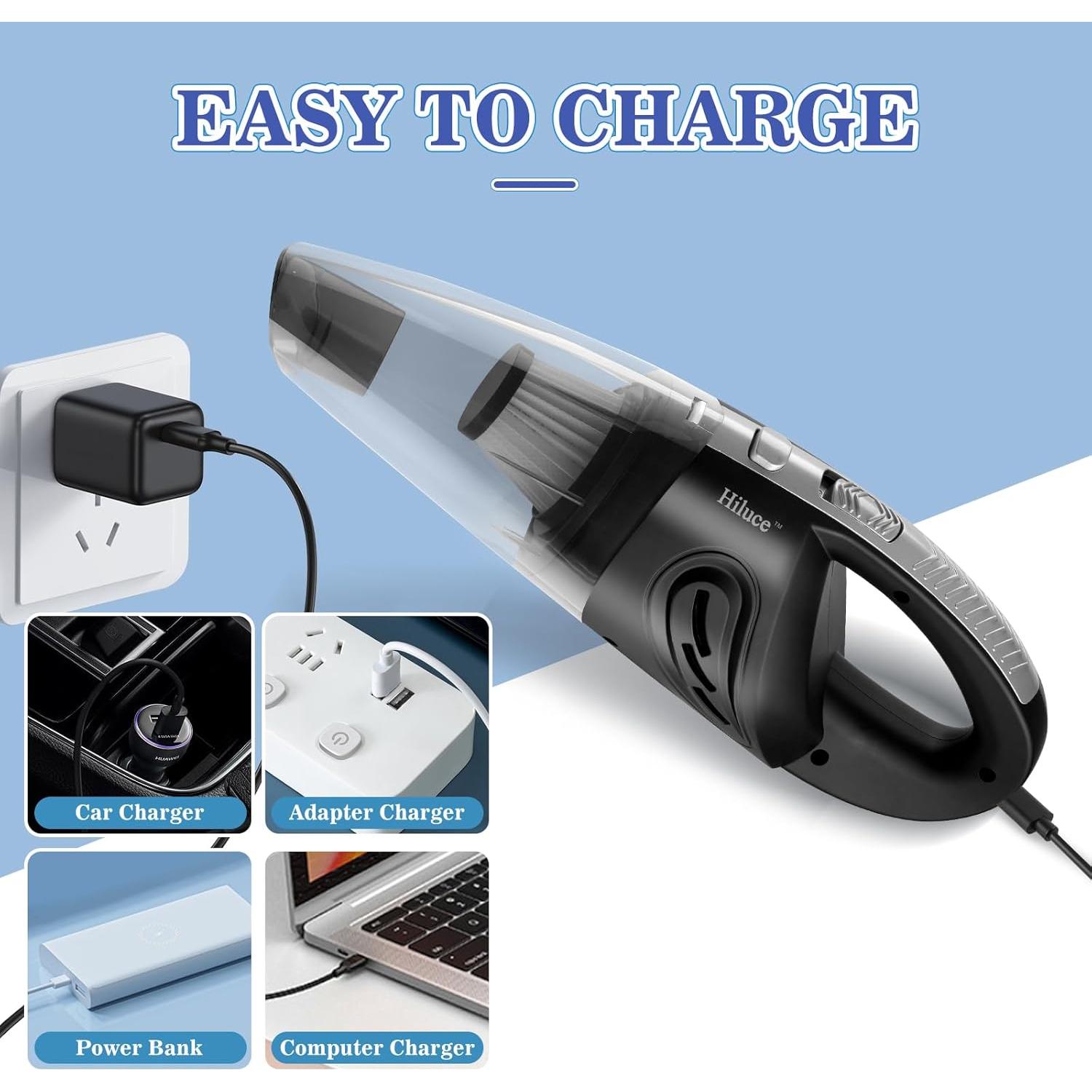 Aspiradora de Coche Hiluce R-6053 Inalámbrica 120W HEPA