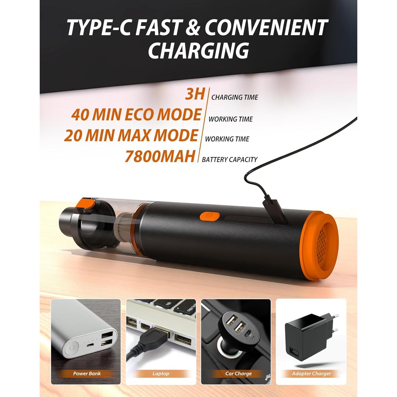 Aspiradora de Mano Inalámbrica NIMBLYTECH 19000Pa 2 en 1