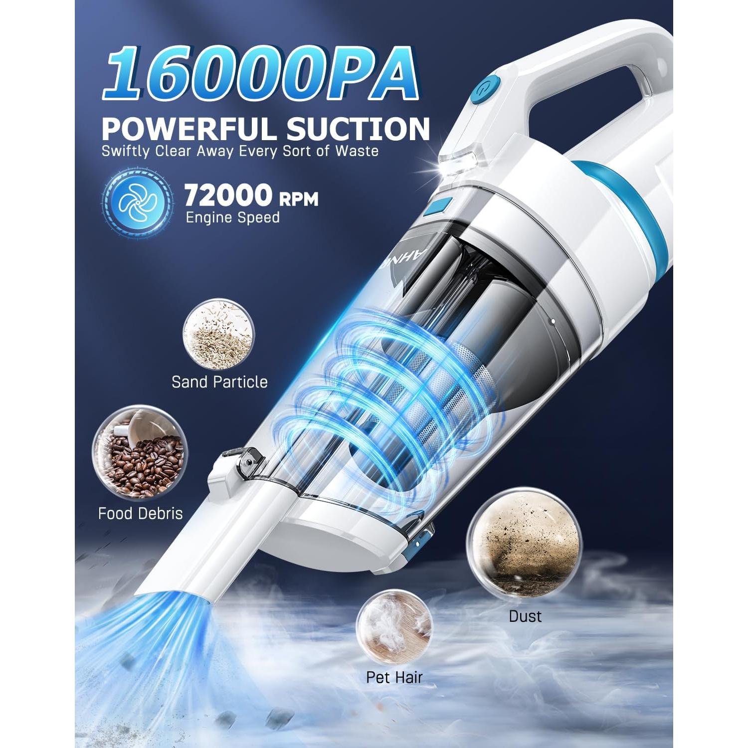 Aspiradora de Mano AHNR LT-156 Inalámbrica 16000PA con Luz LED