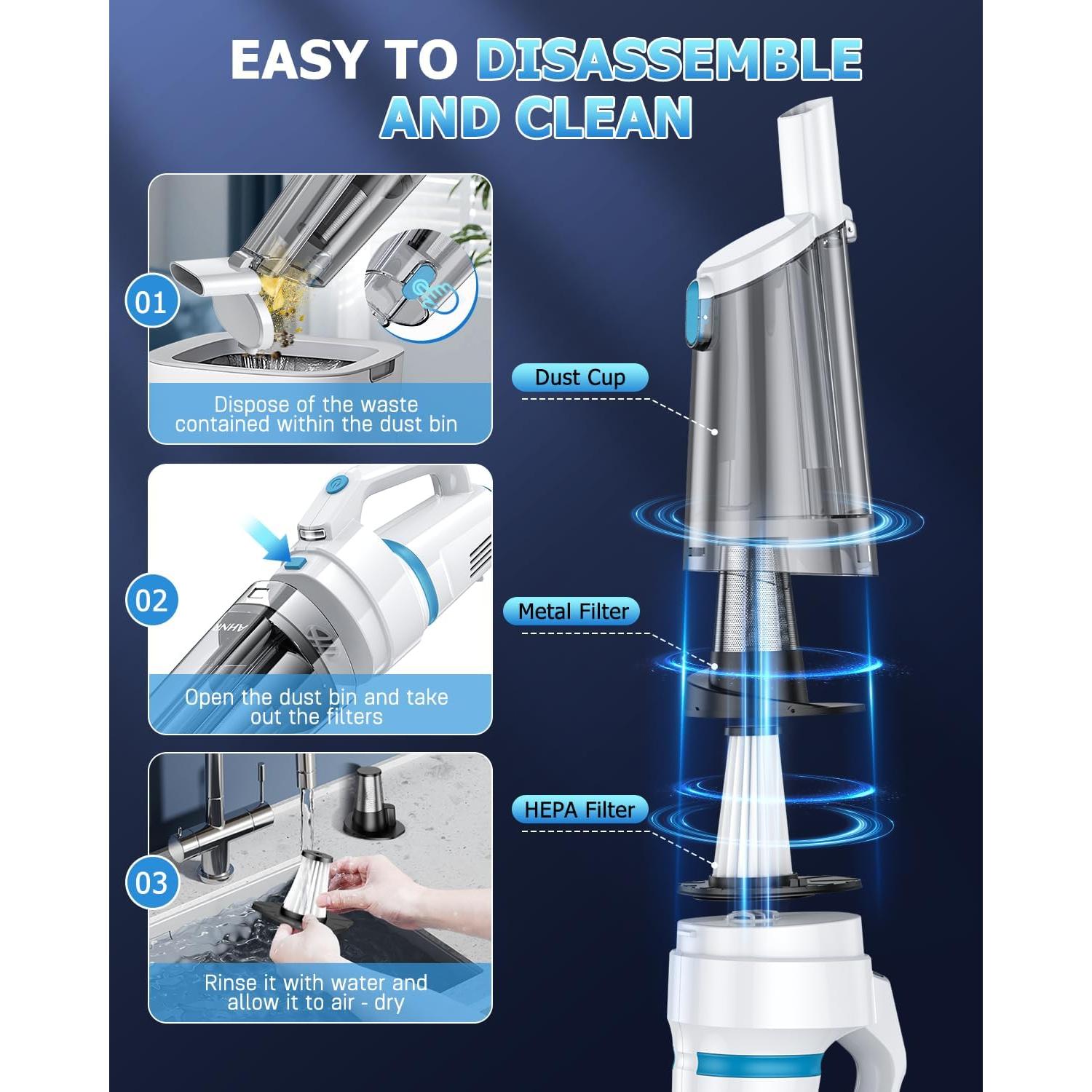 Aspiradora de Mano AHNR LT-156 Inalámbrica 16000PA con Luz LED