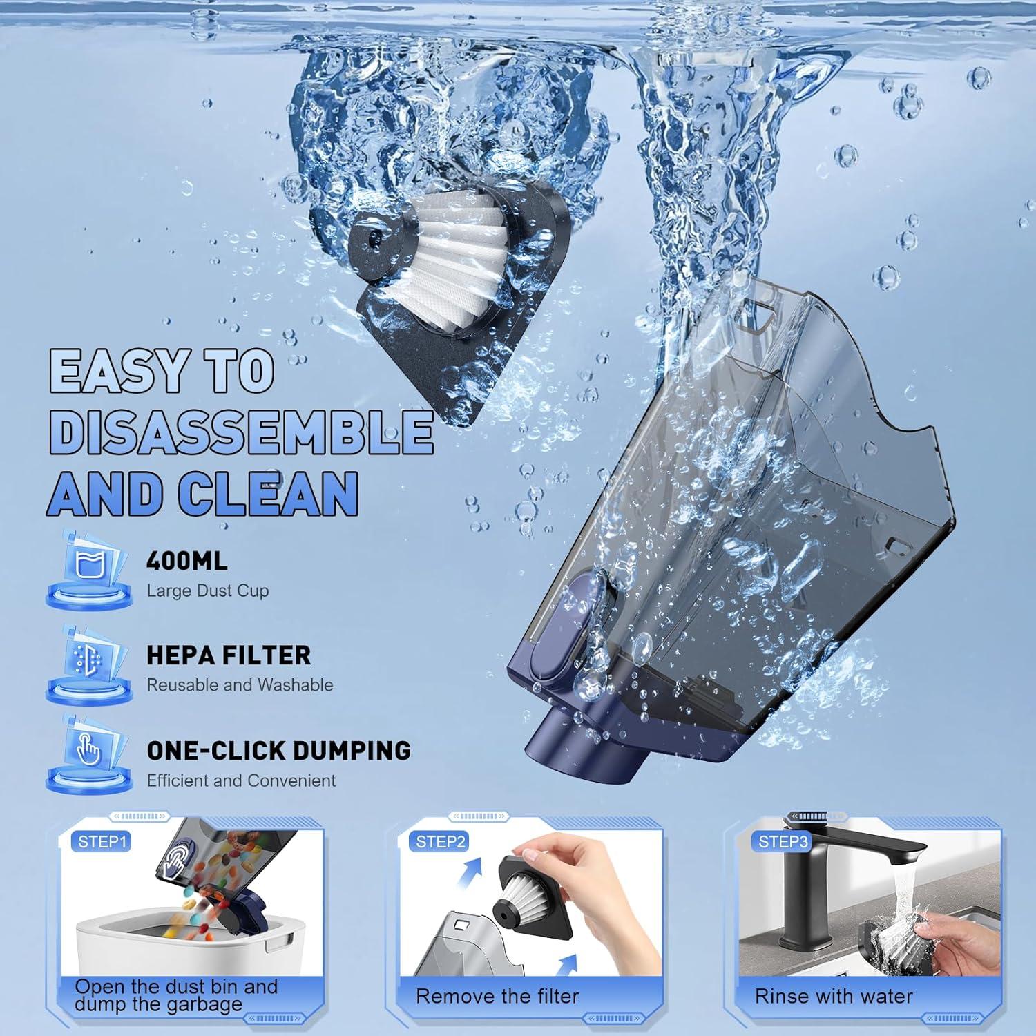 Aspiradora de Mano JONYJ VC-100 Inalámbrica 16000PA Azul