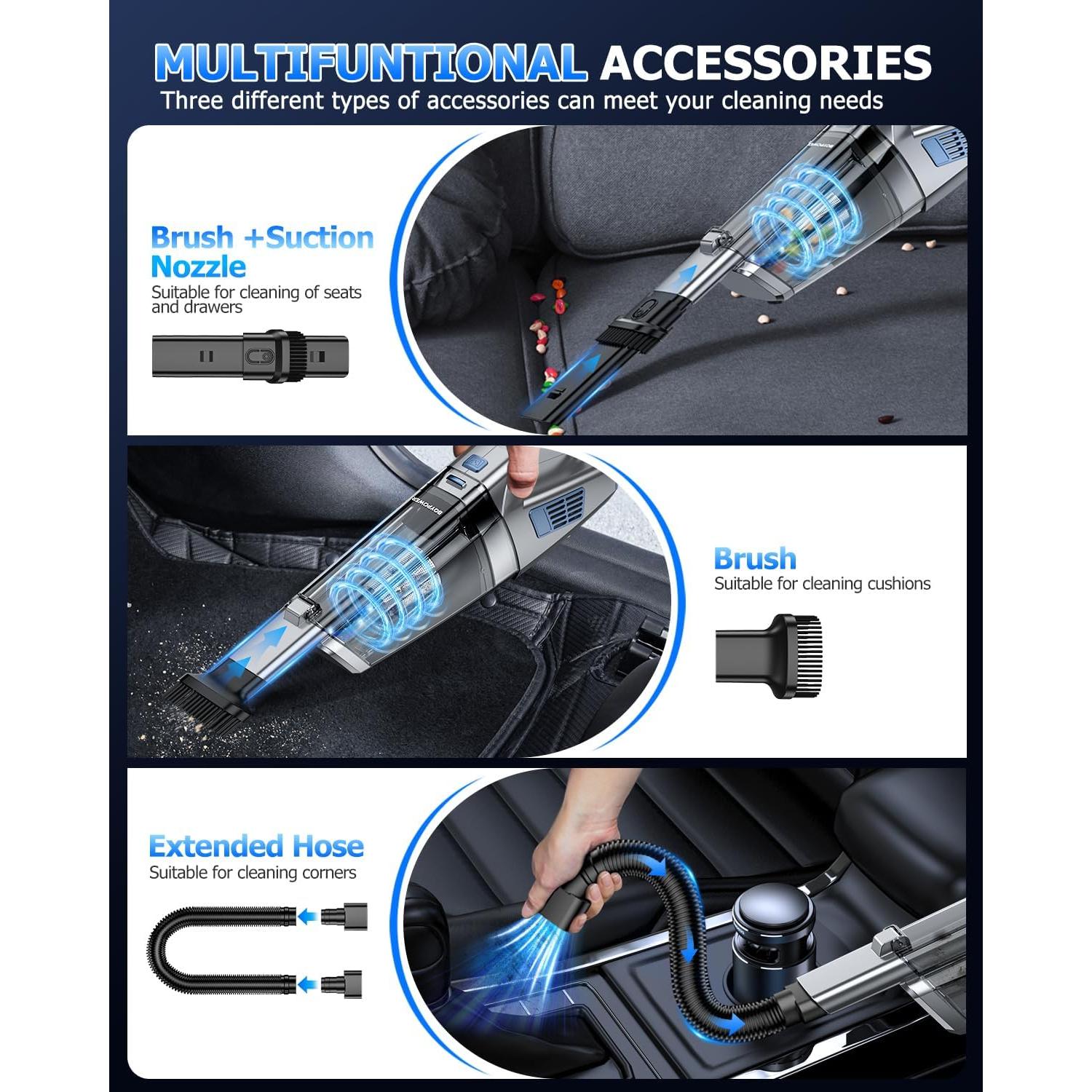 Aspiradora de Mano BQYPOWER 16000PA Inalámbrica Recargable