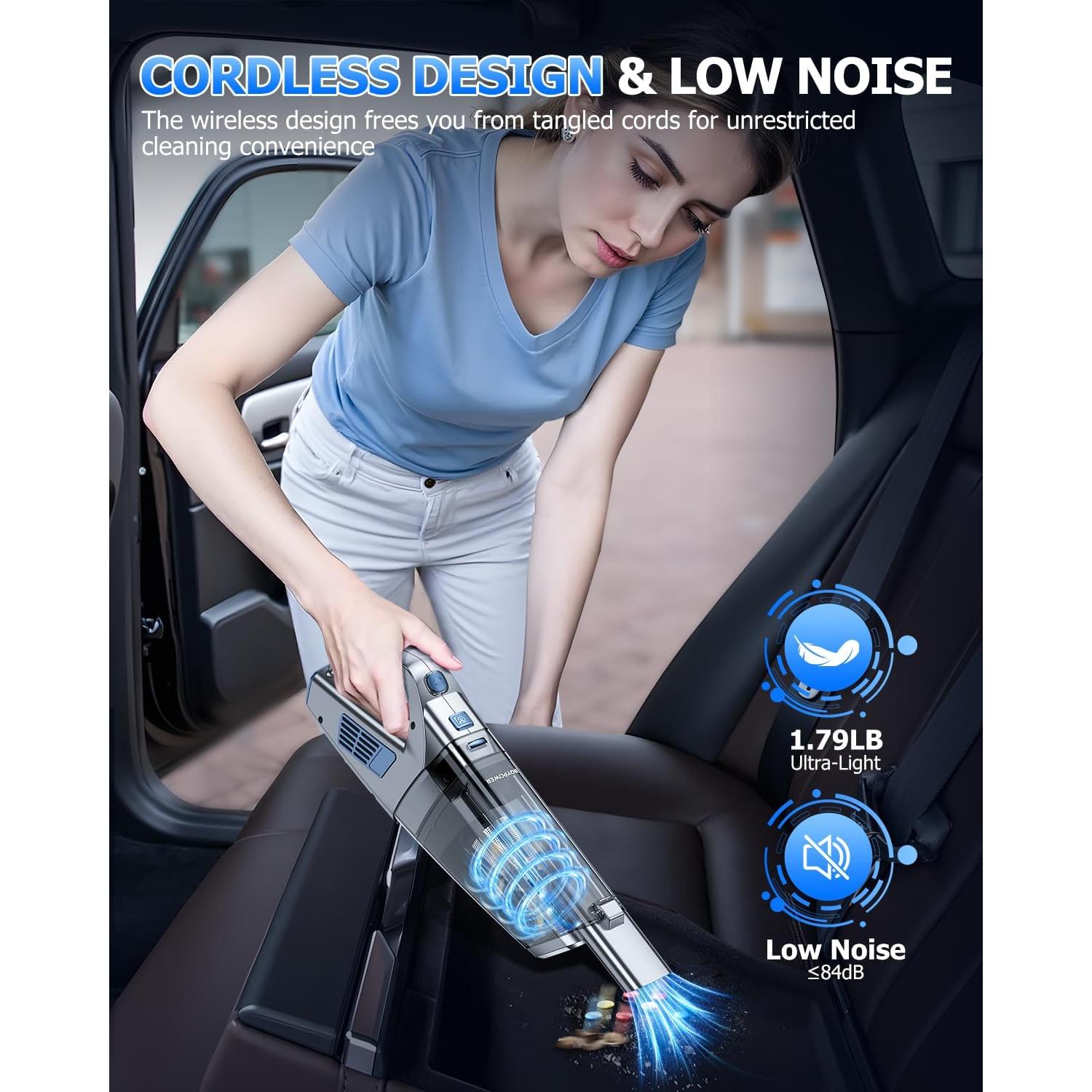 Aspiradora de Mano BQYPOWER 16000PA Inalámbrica Recargable