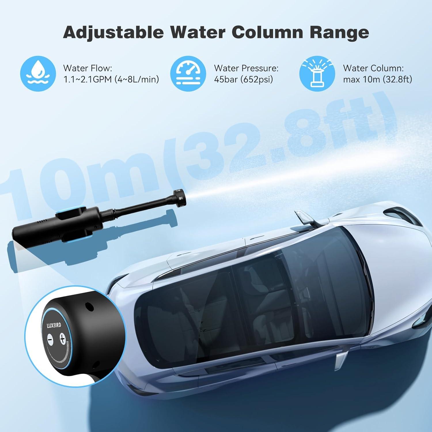 Lavadora a Presión Portátil Luxbird 21V 7.9L/min 6-en-1