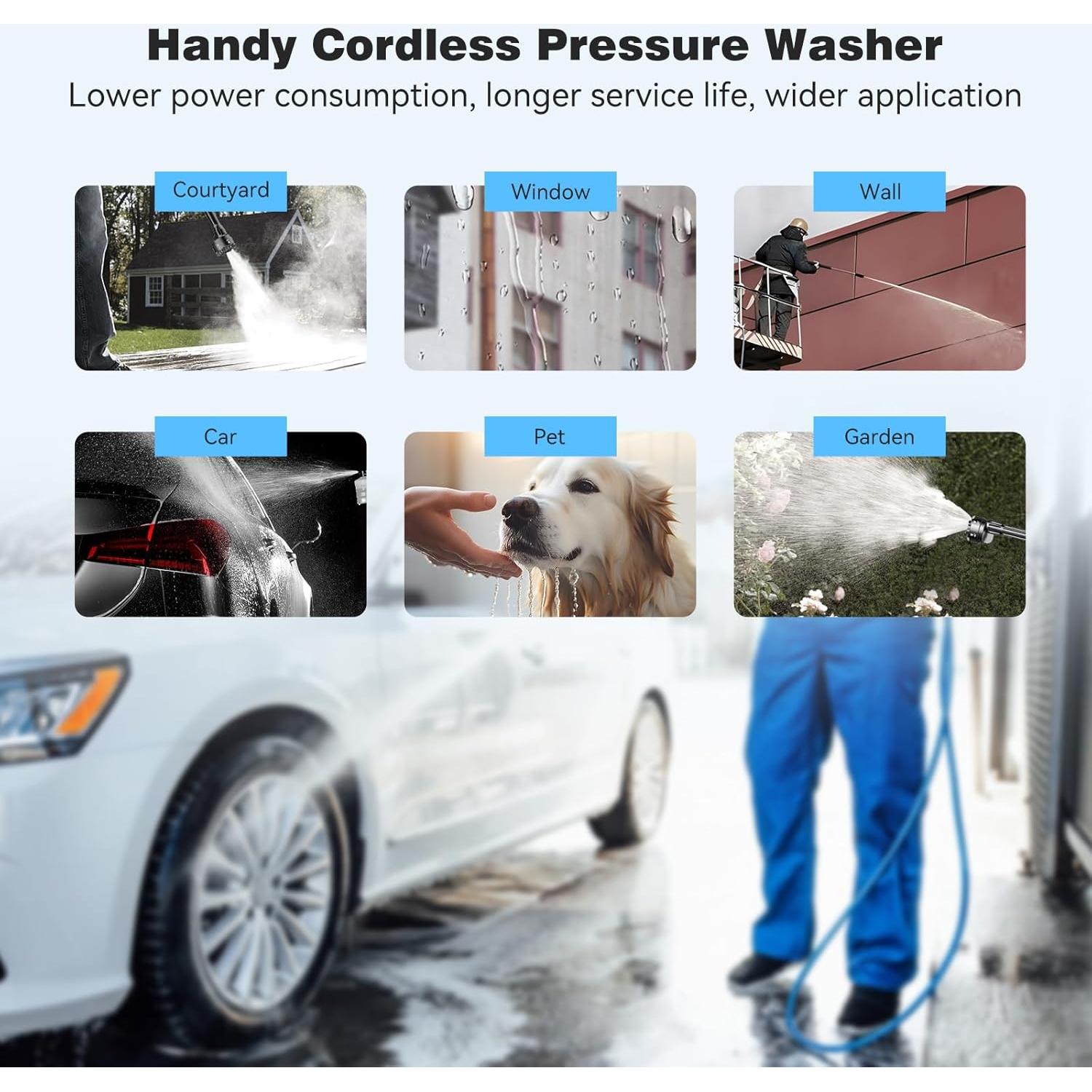 Lavadora a Presión Portátil Luxbird 21V 7.9L/min 6-en-1