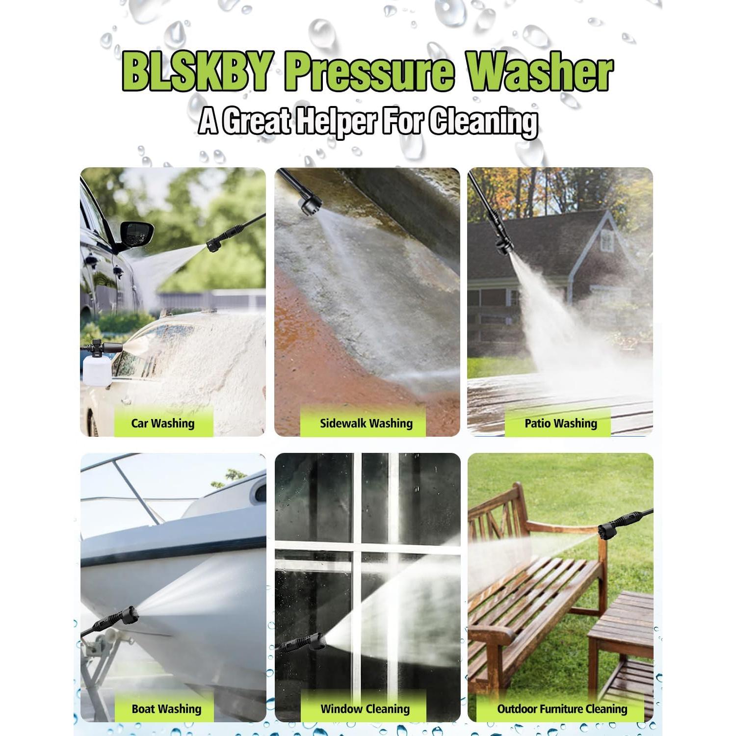 Lavadora a Presión Inalámbrica BLSKBY SC14 1200 PSI 2 Baterías