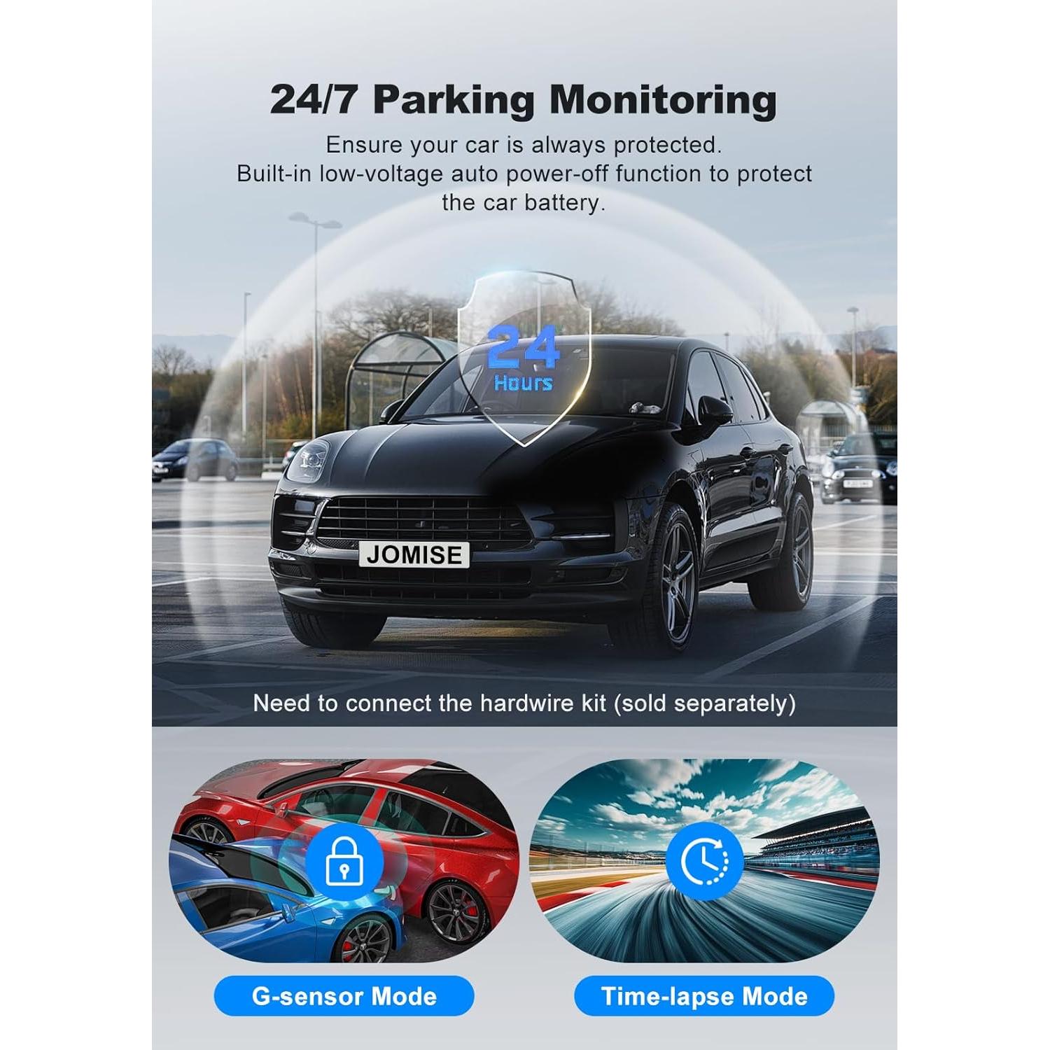 Cámara Dash JOMISE A80 4K Doble Delantera y Trasera GPS