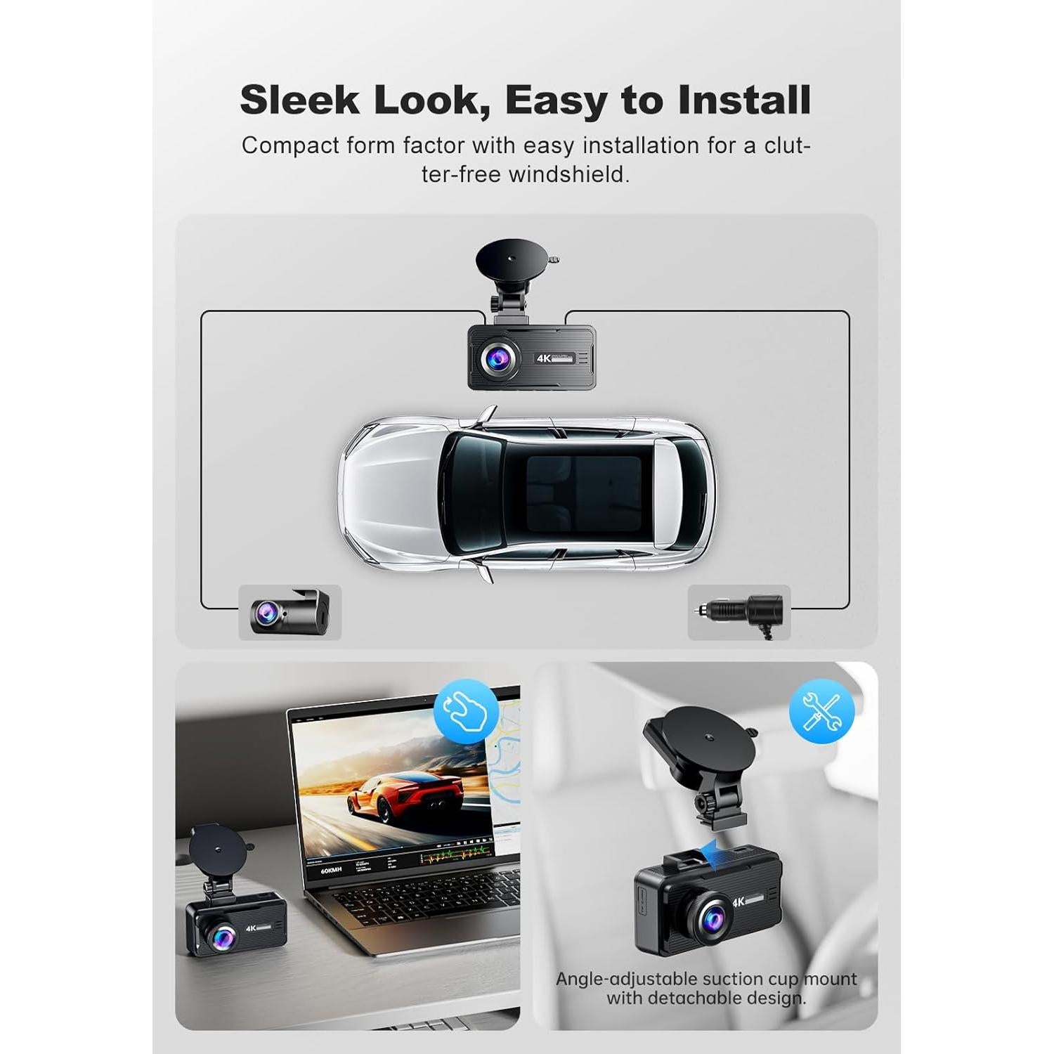 Cámara Dash JOMISE A80 4K Doble Delantera y Trasera GPS